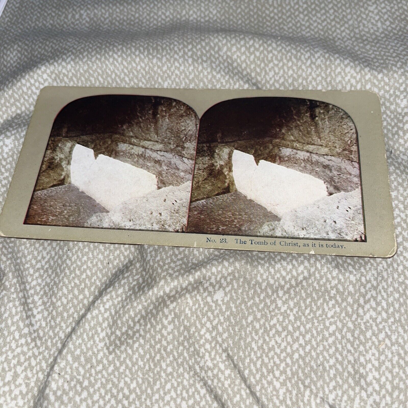 Antique Stereoview Card Photo: The Tomb of Christ, As it is today Interior