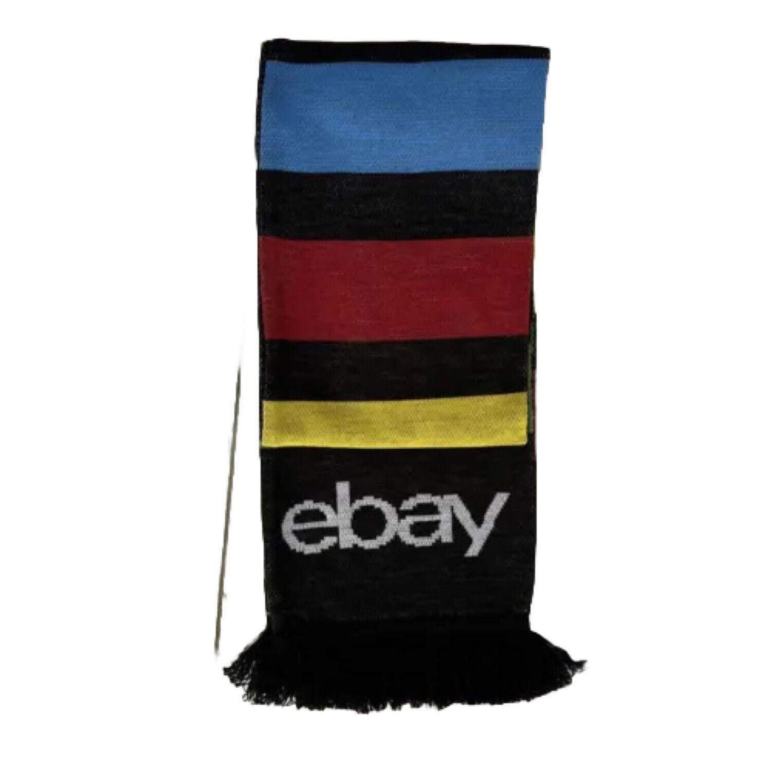 Ebay Open 2023 Scarf Black With Color Logo Fringe 63x8 Inches Long New With Tags