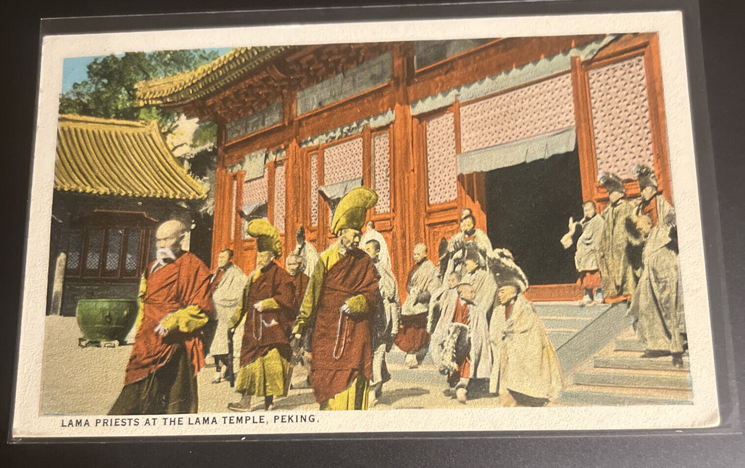 Lama Priests at the Lama Temple Peking  China post card Early Antique Postcard