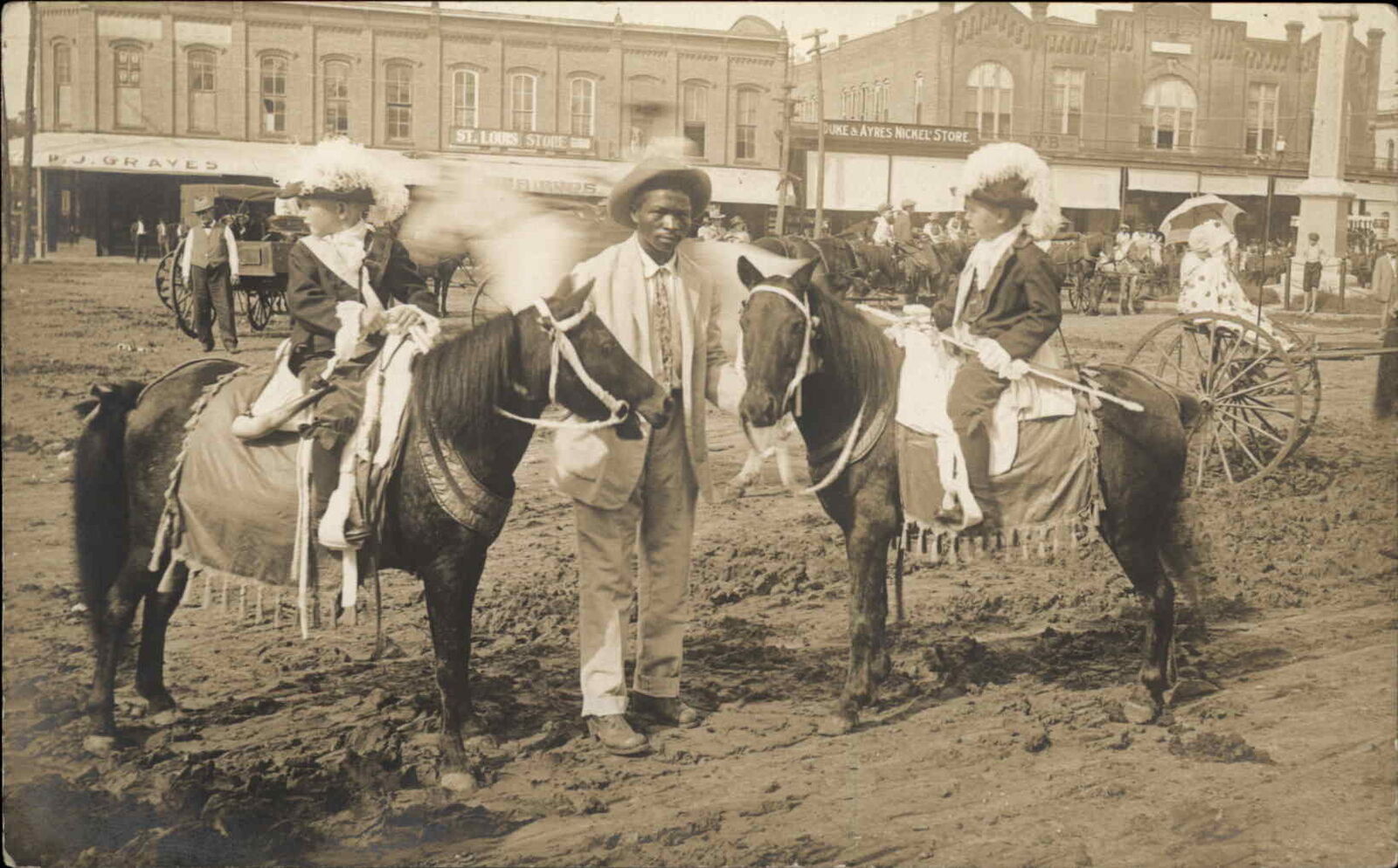 Clarksville Texas TX Black Americana Carnival or Circus? Pony Rides c1910 RPPC