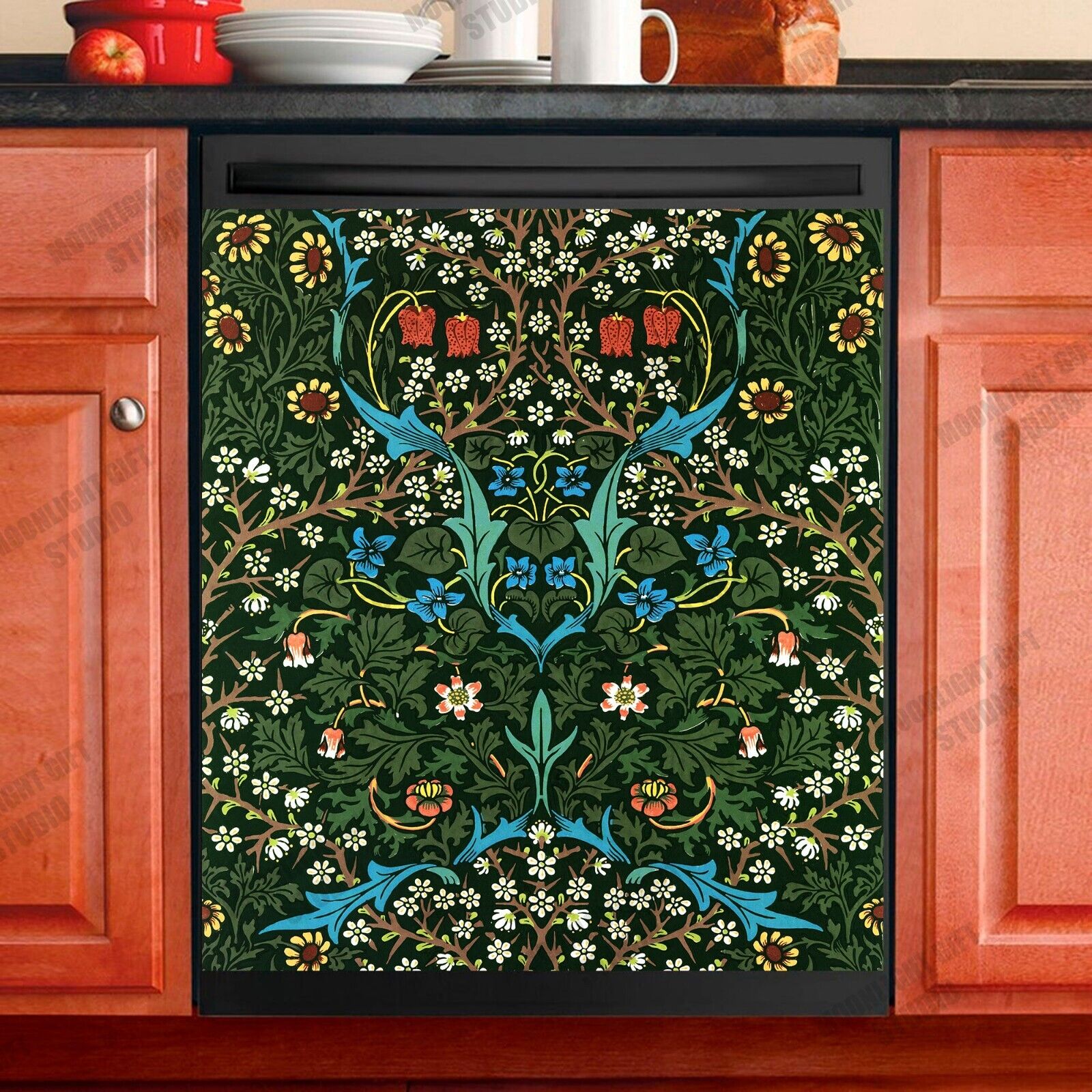 William Morris Floral Magnet Dishwasher Cover, William Morris Kitchen Decor