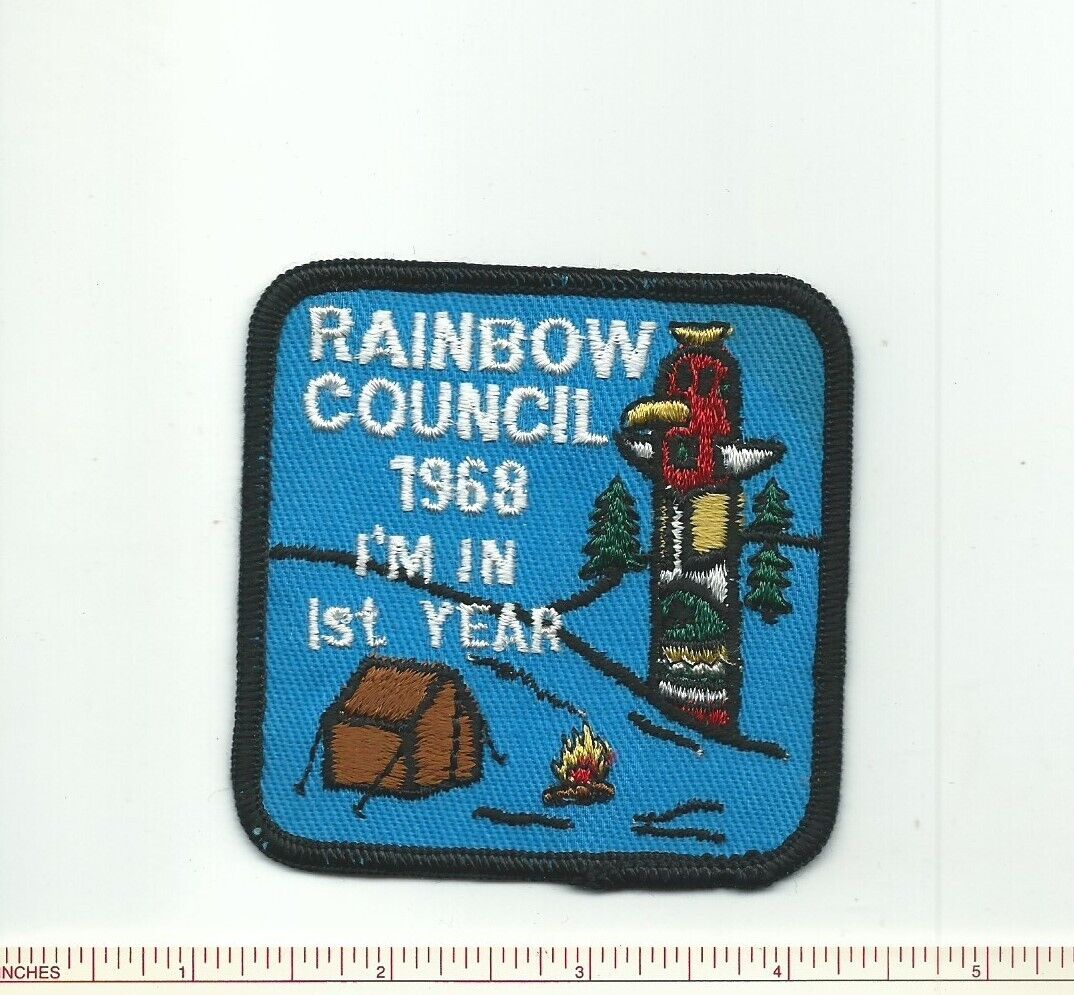CU SCOUT BSA 1968 RAINBOW COUNCIL CAMP RESERVATION PATCH IN FIRST YEAR BADGE 
