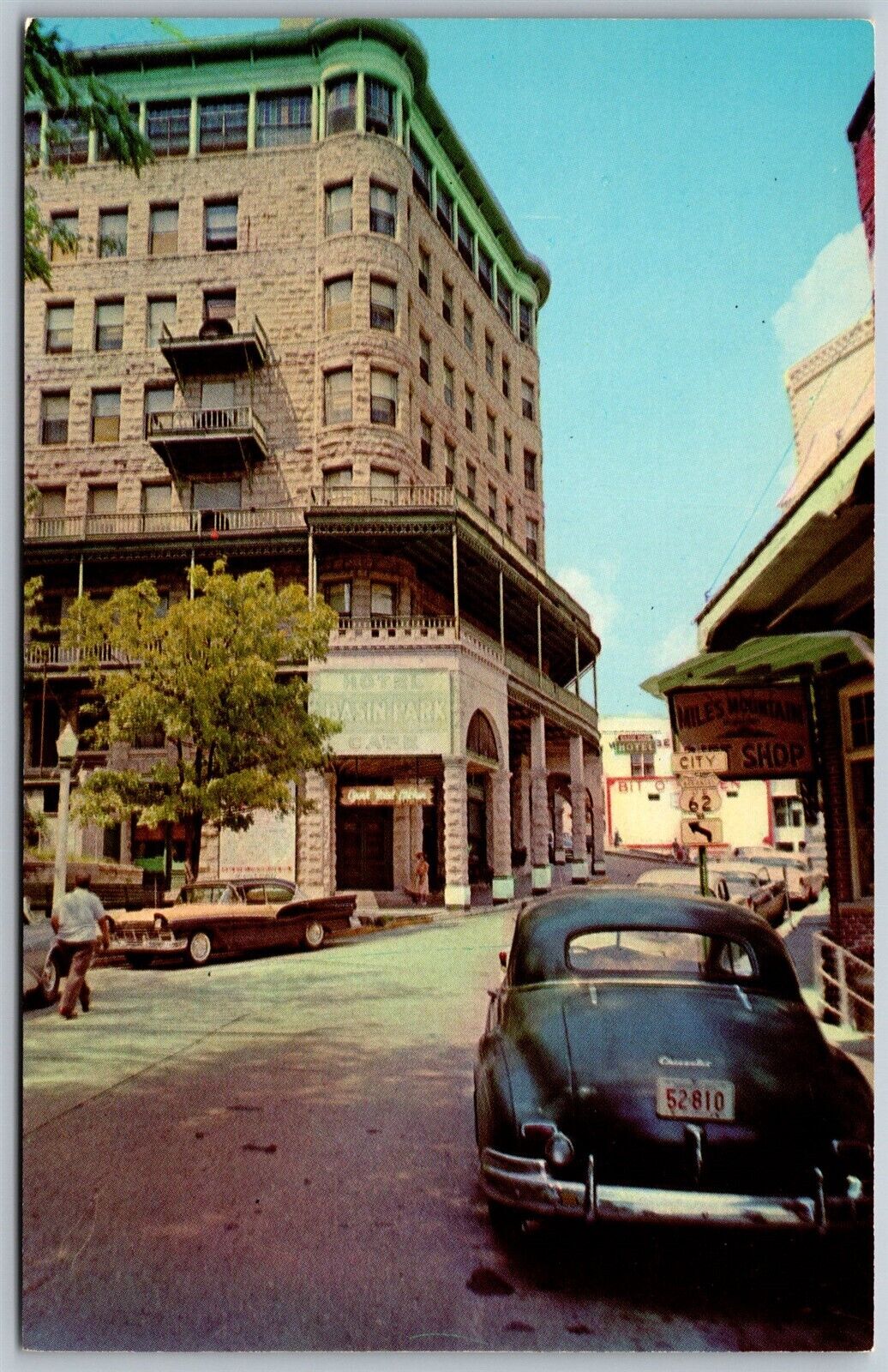 Vtg Eureka Springs Arkansas AR Basin Park Hotel 1950s Street View Postcard