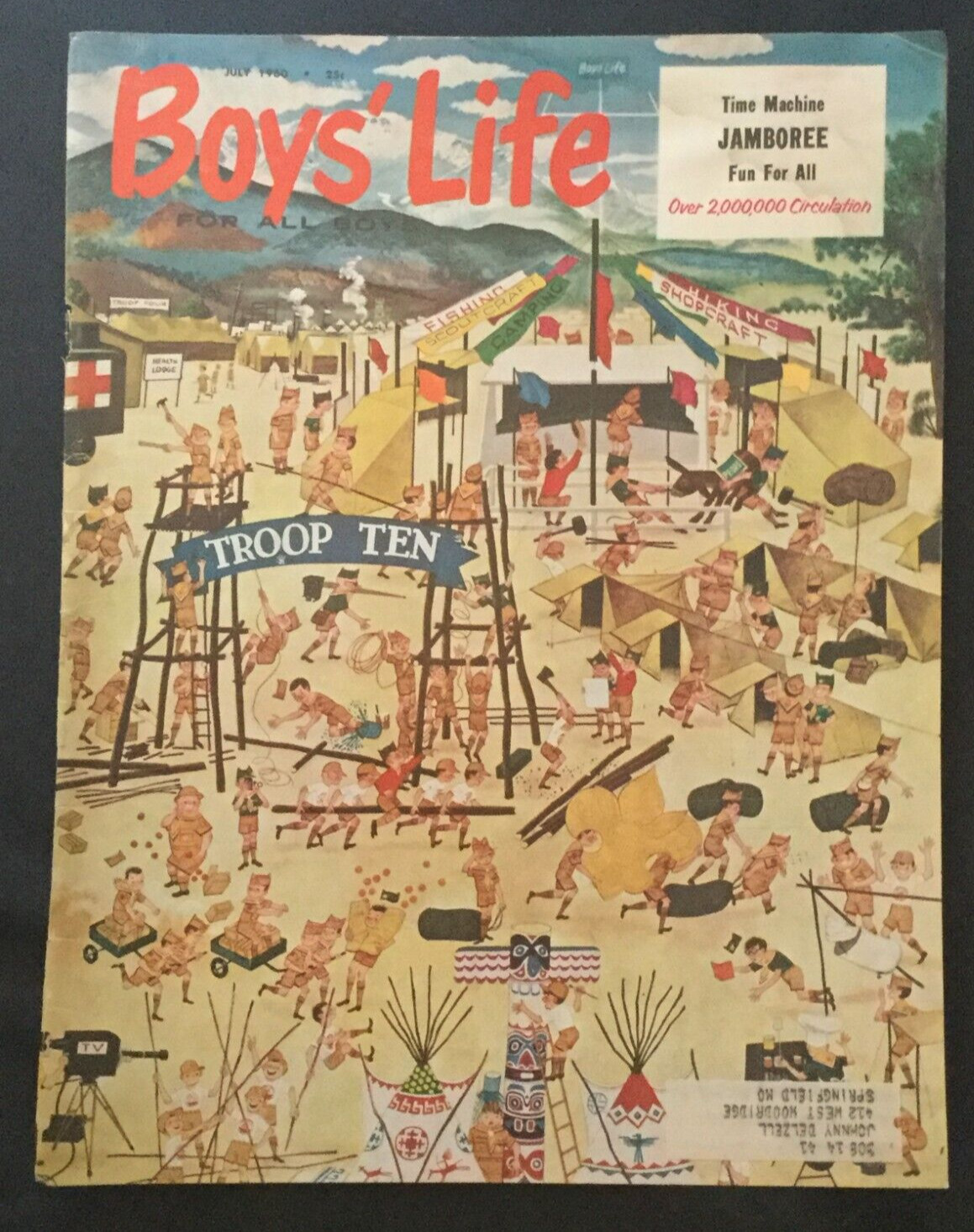 July 1960 Boys Life VTG Magazine Cover ~ Boy Scout Jamboree Comic Illustration