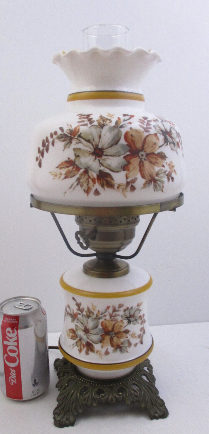 SMALL HURRICANE GWTW END STAND LAMP - FLORAL -3 WAY 17 1/2\