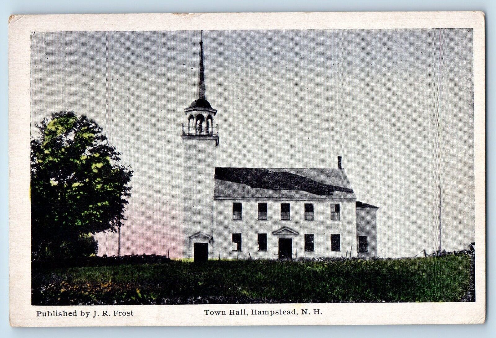 Hampstead New Hampshire Postcard Town Hall Exterior View c1930 Vintage Antique