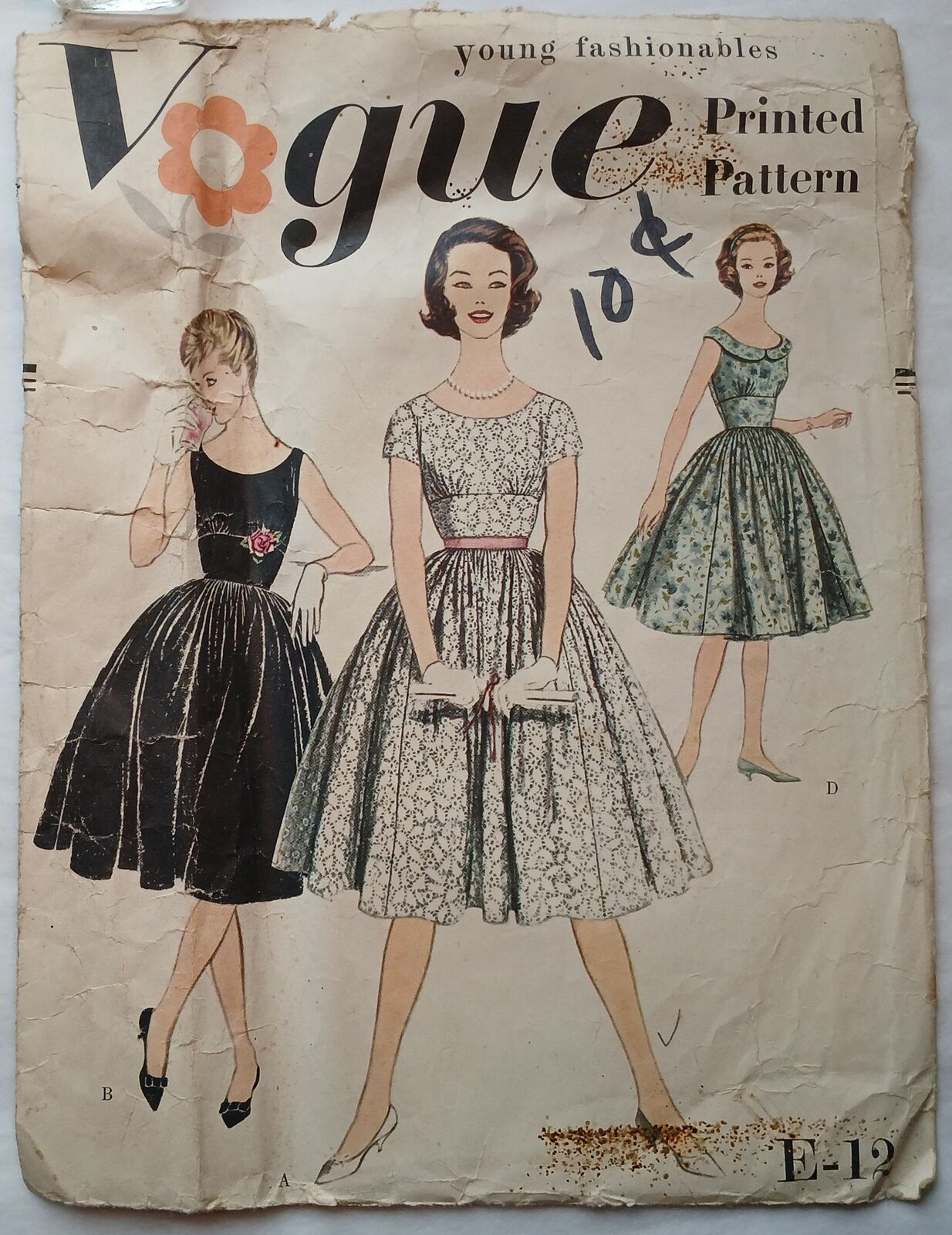 1958 Vogue Pattern E-12  Young Fashionables Printed Patterns, Skirts