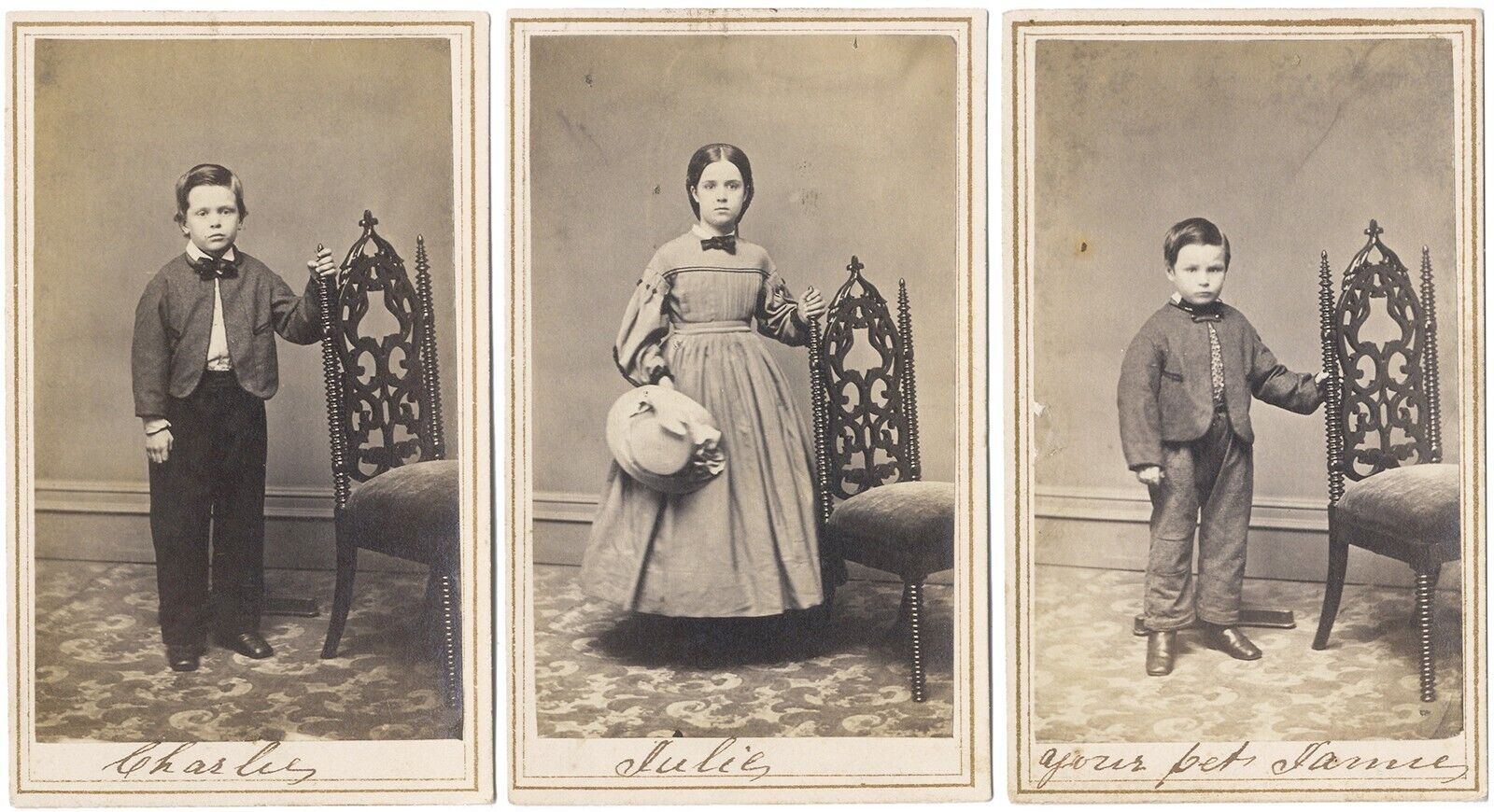 Three 1860s Children Siblings CDV Photos ~ Alschuler, Ottawa, Illinois