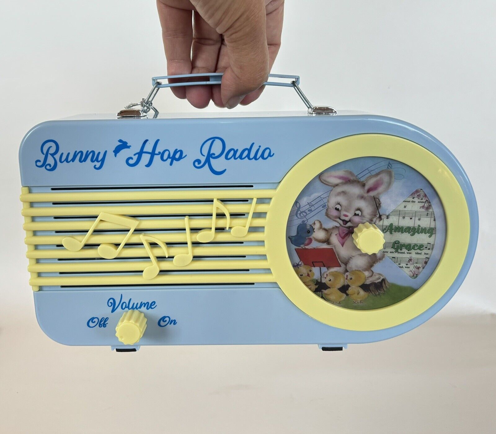 Mr. Christmas Cottontail Easter Bunny Hop Radio Play 2 Songs Amazing Grace Blue