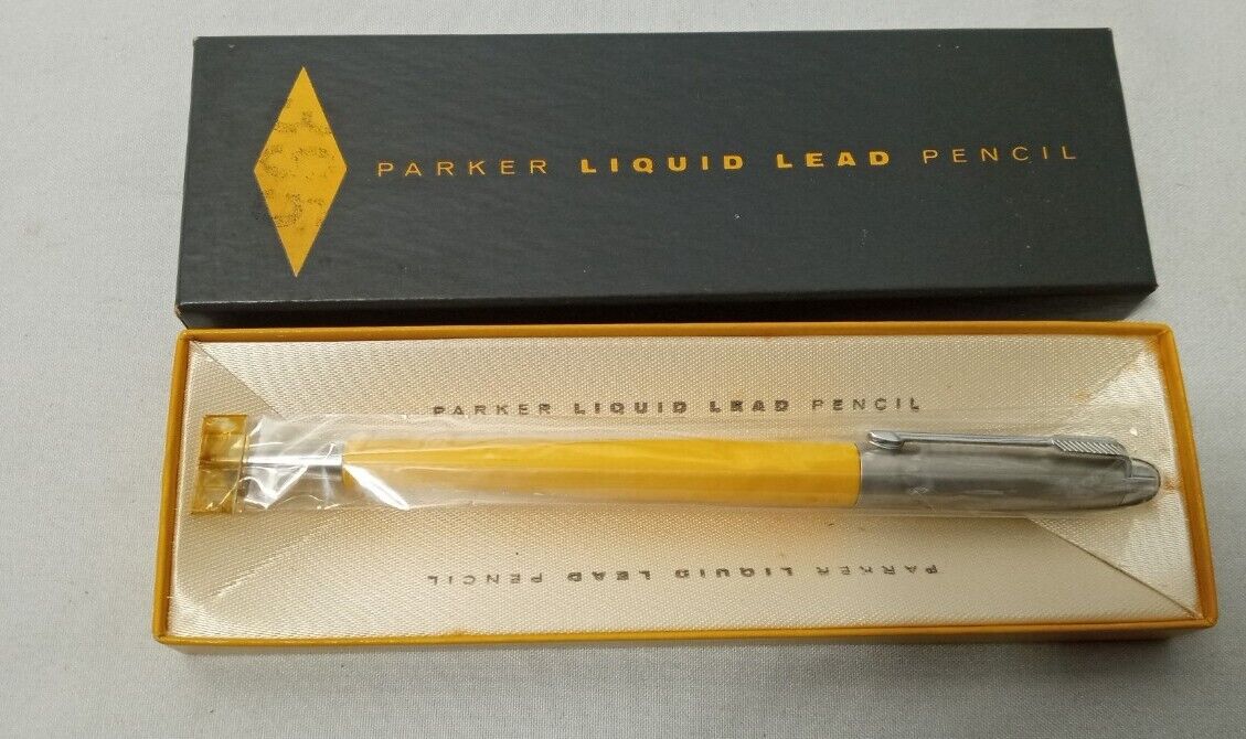 New In Box Vintage Parker Liquid Lead Pencil Yellow Works
