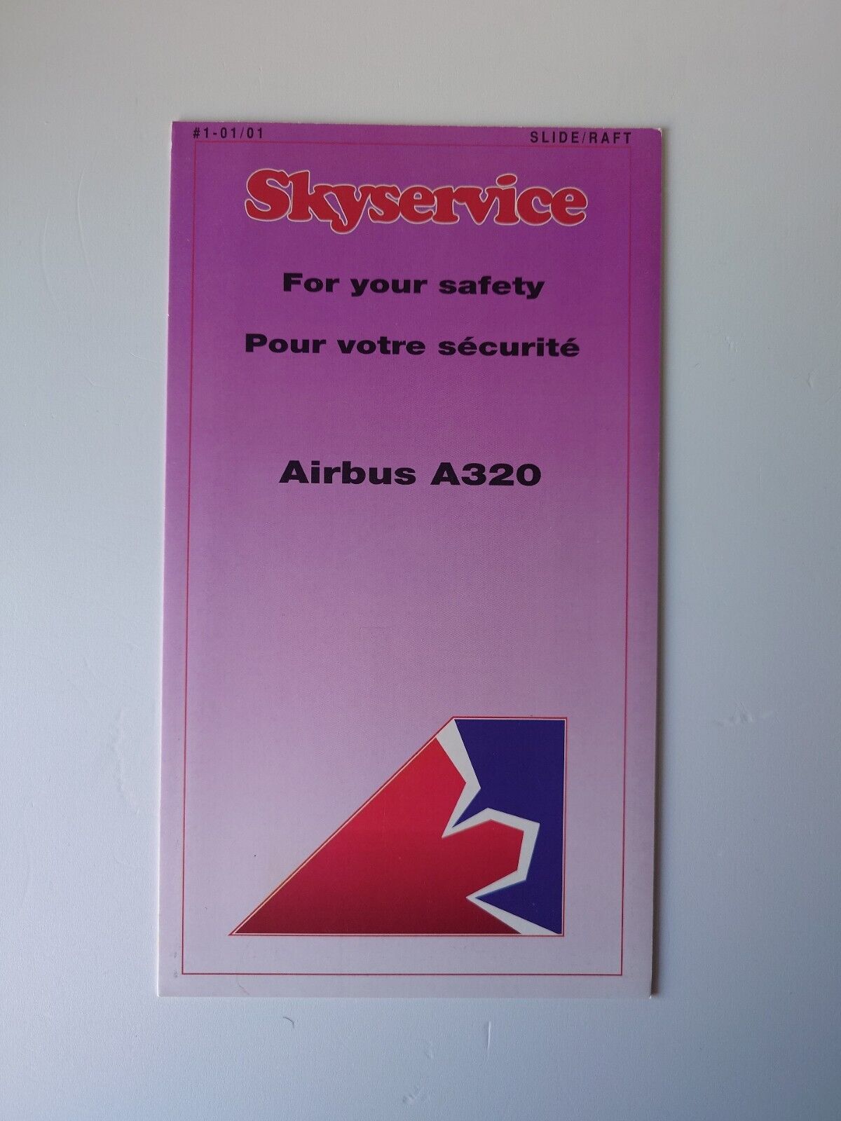 Sky service Airbus A320 Slide/Raft 1-01/01 Safety Card