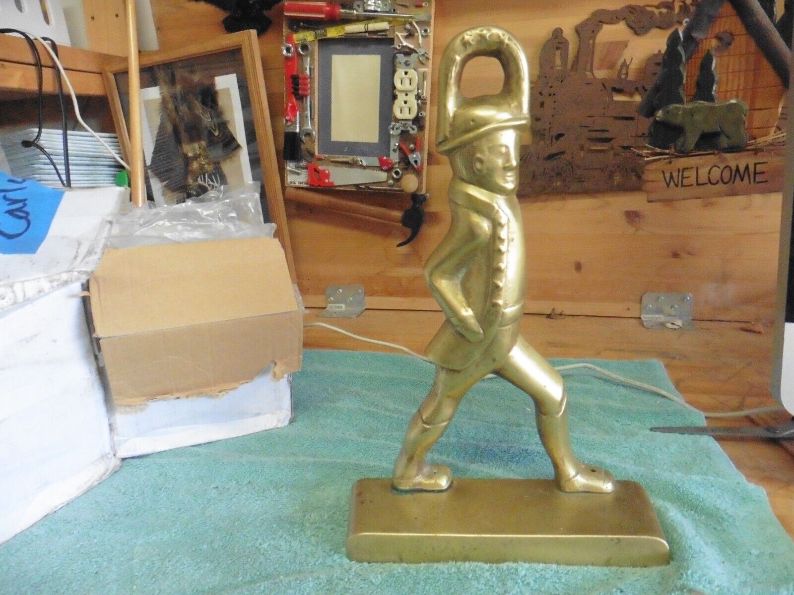 Heavy Brass Mr Peanut - or English Soldier Door stop paper weight apx 7 lbs  12\