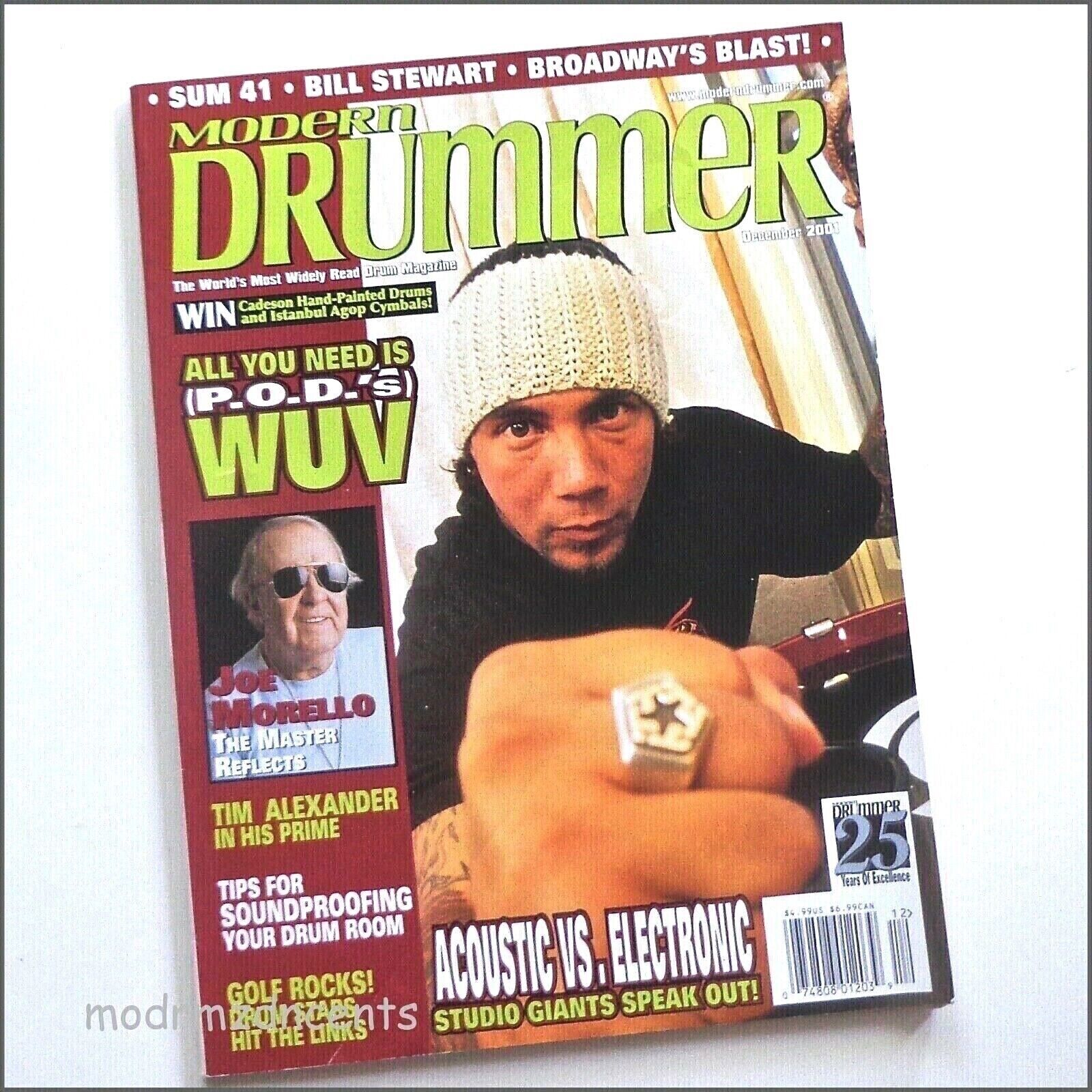 MODERN DRUMMER - Dec 2001 - WUV of P.O.D. + Joe Morello & Bill Stewart