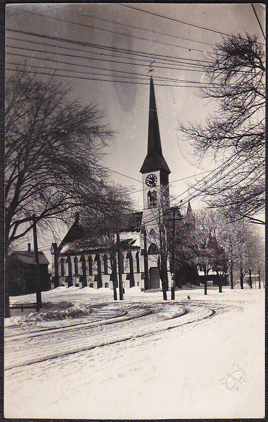 CUMBERLAND MILLS WESTBROOK ME 1915 RPPC Photo Postcard - Congregational Church