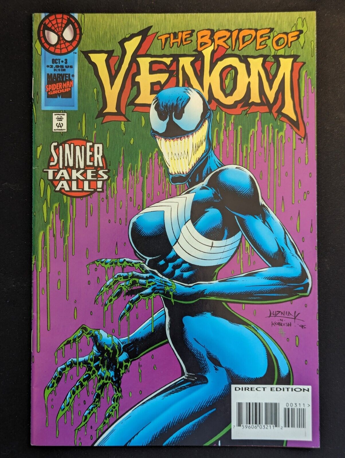 Venom Sinner Takes All #3 (Marvel Comics 1995) - 1st Full Ann Weying BRIDE