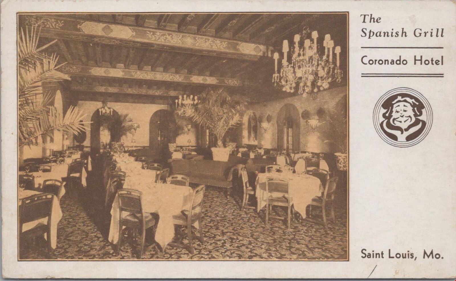 Postcard Restaurant The Spanish Grill Coronado Hotel Saint Louis MO 