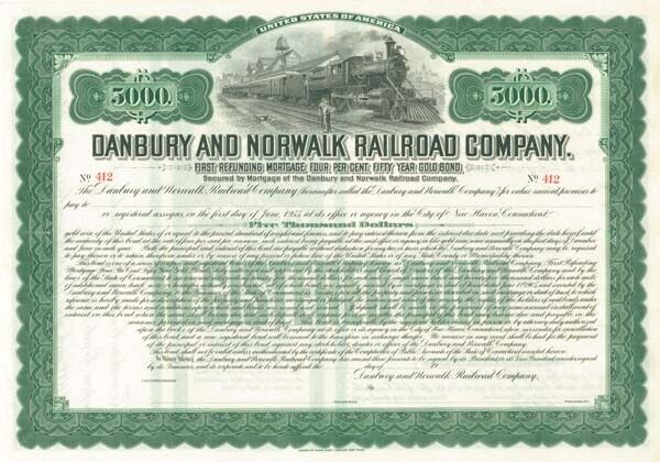 Danbury and Norwalk Railroad - Bond - Railroad Bonds