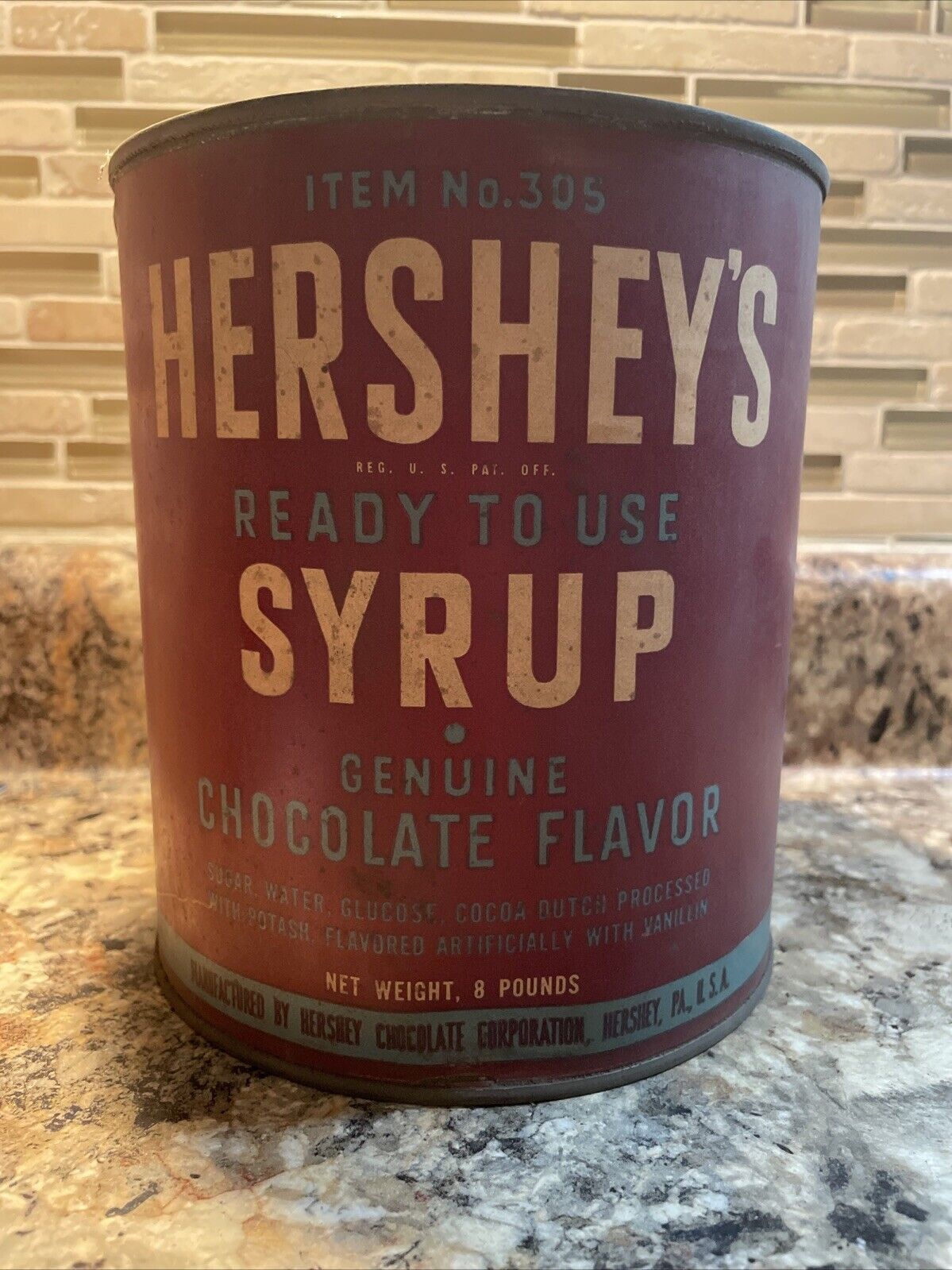 Rare Collectors Vintage 8 Pound Hershey Syrup Chocolate Tin (empty)