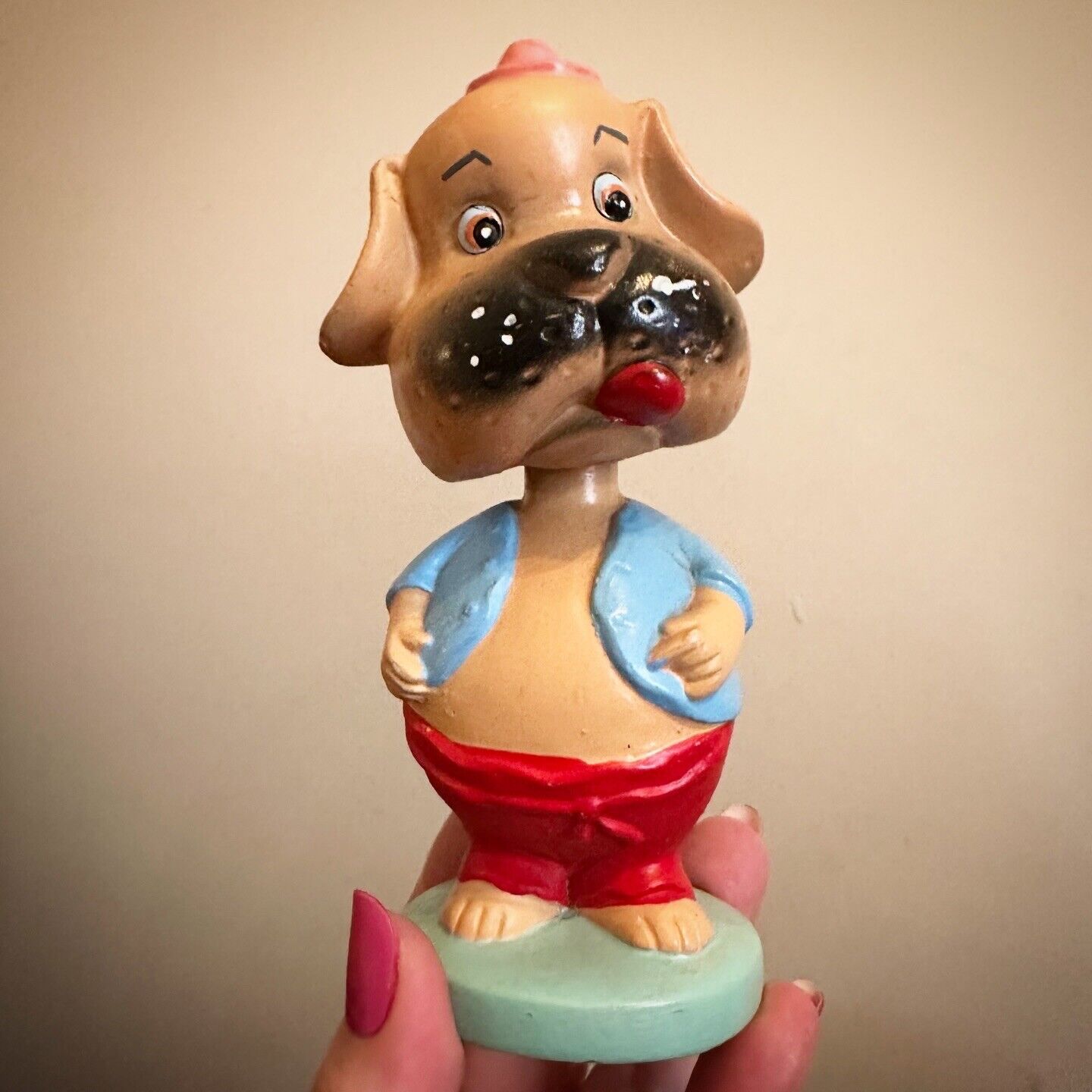 Vintage BP Japan Dog Bobblehead 1960’s Figurine Original Foil Tag Kitschy Cute