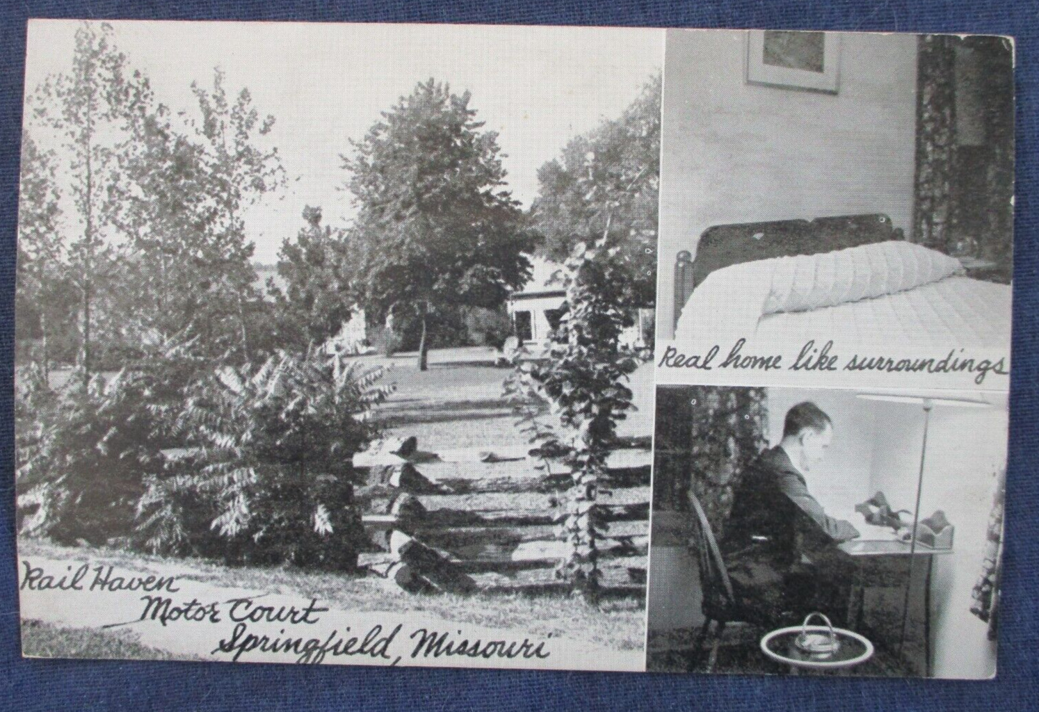 1930s Springfield Missouri Rail House Motor Court Route 66 Postcard