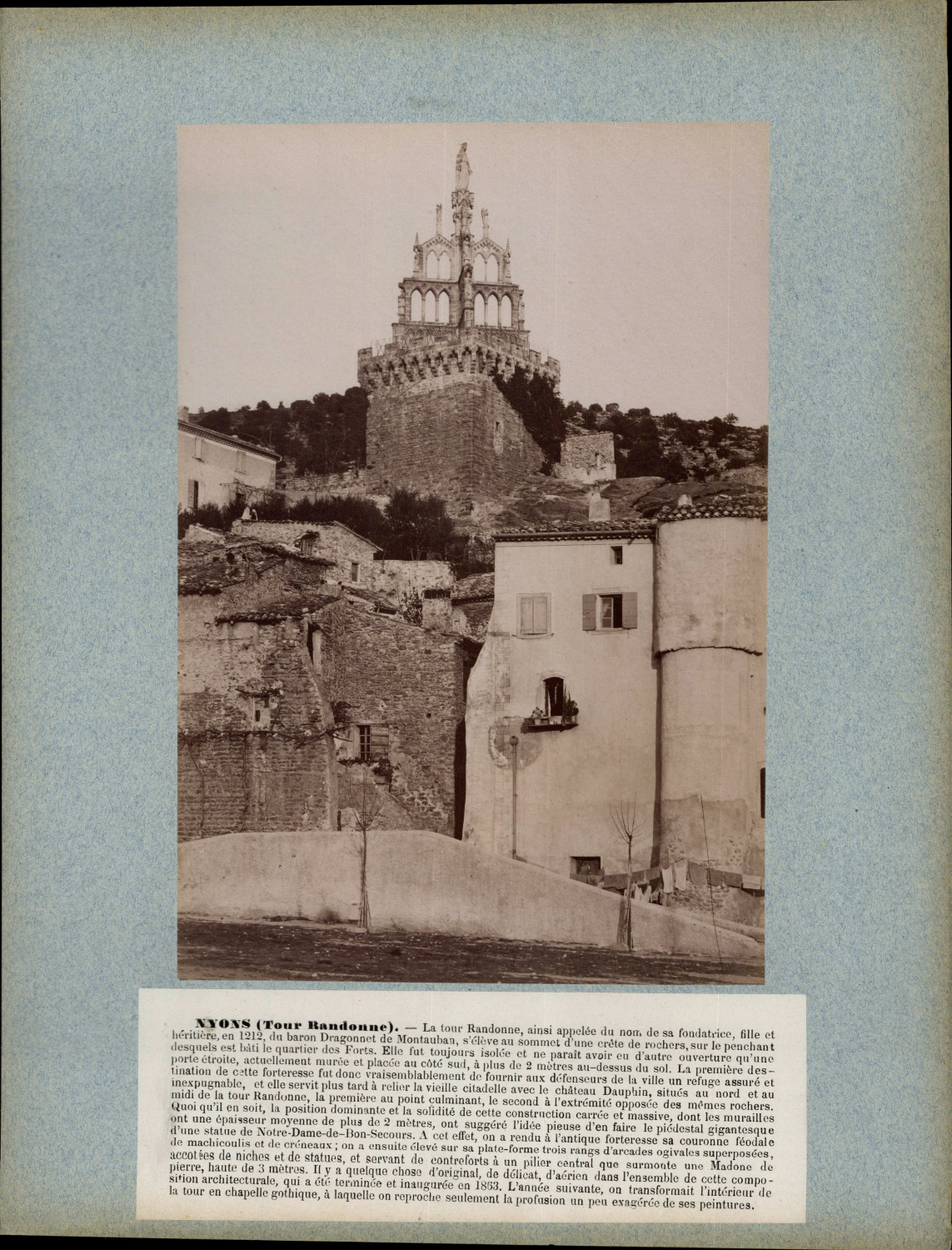 France, Nyons, Tour Randonne Vintage Albumen Print 32x24.5 