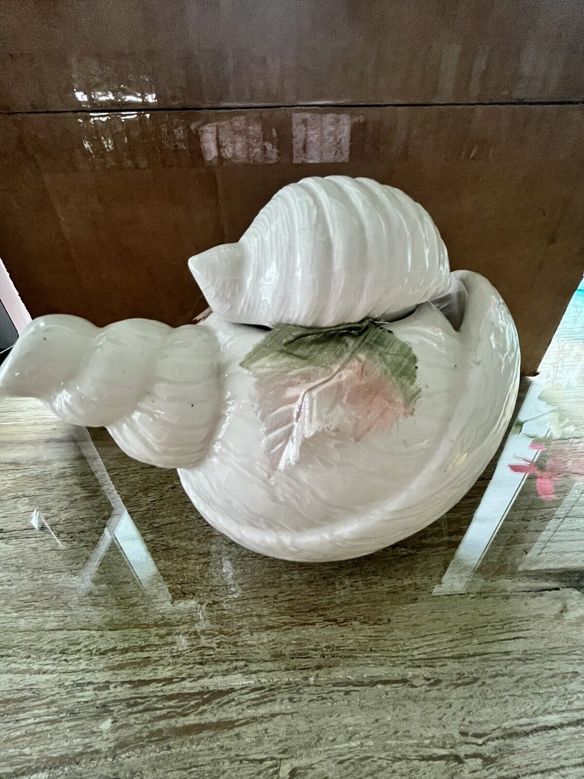 Unique/ SEA SHELL TEA POT/Hand Painted with Lid/perfect/