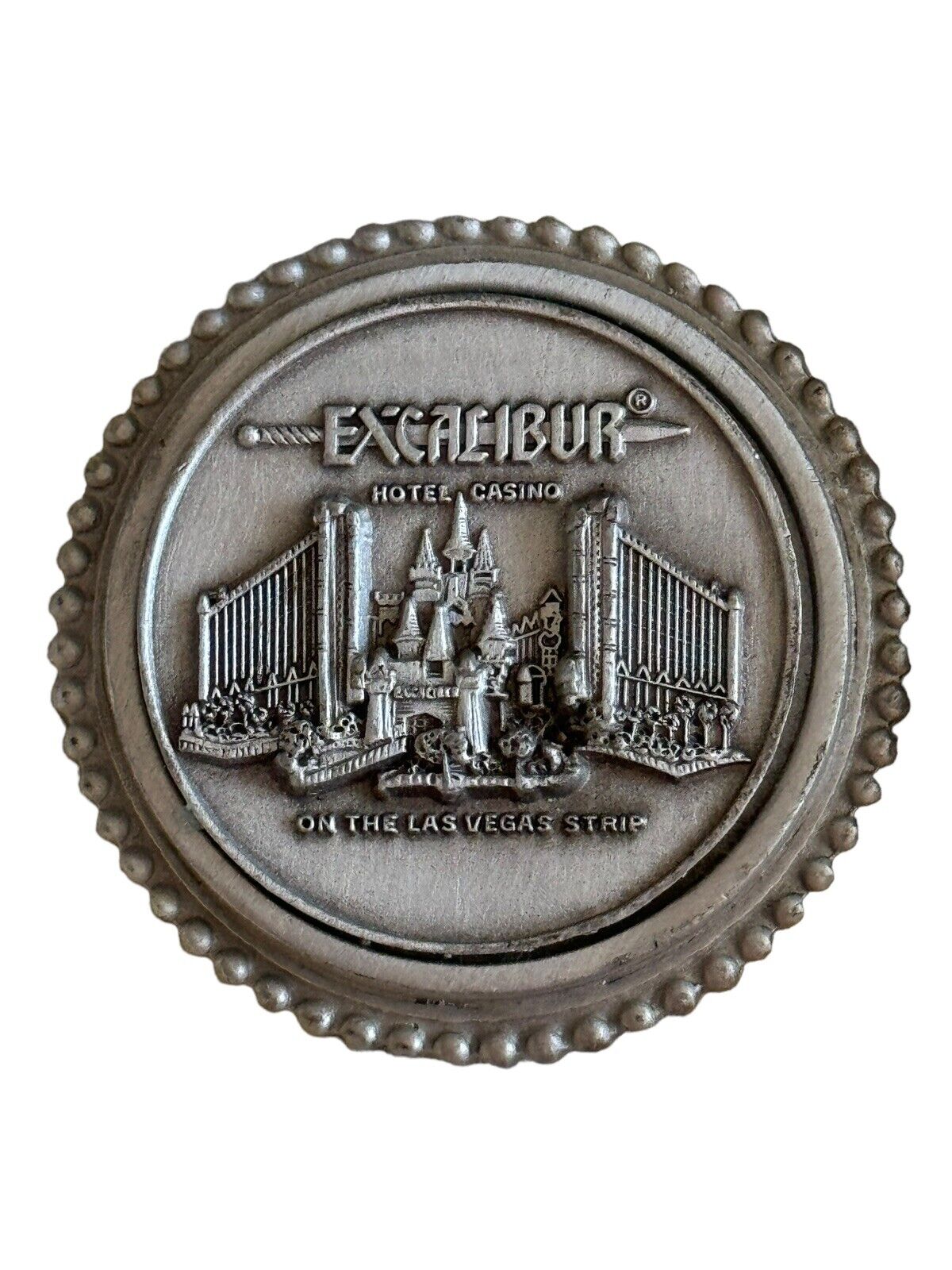 Vintage Rare Excalibur Hotel Casino Las Vegas Strip Souvenir Round Fridge Magnet