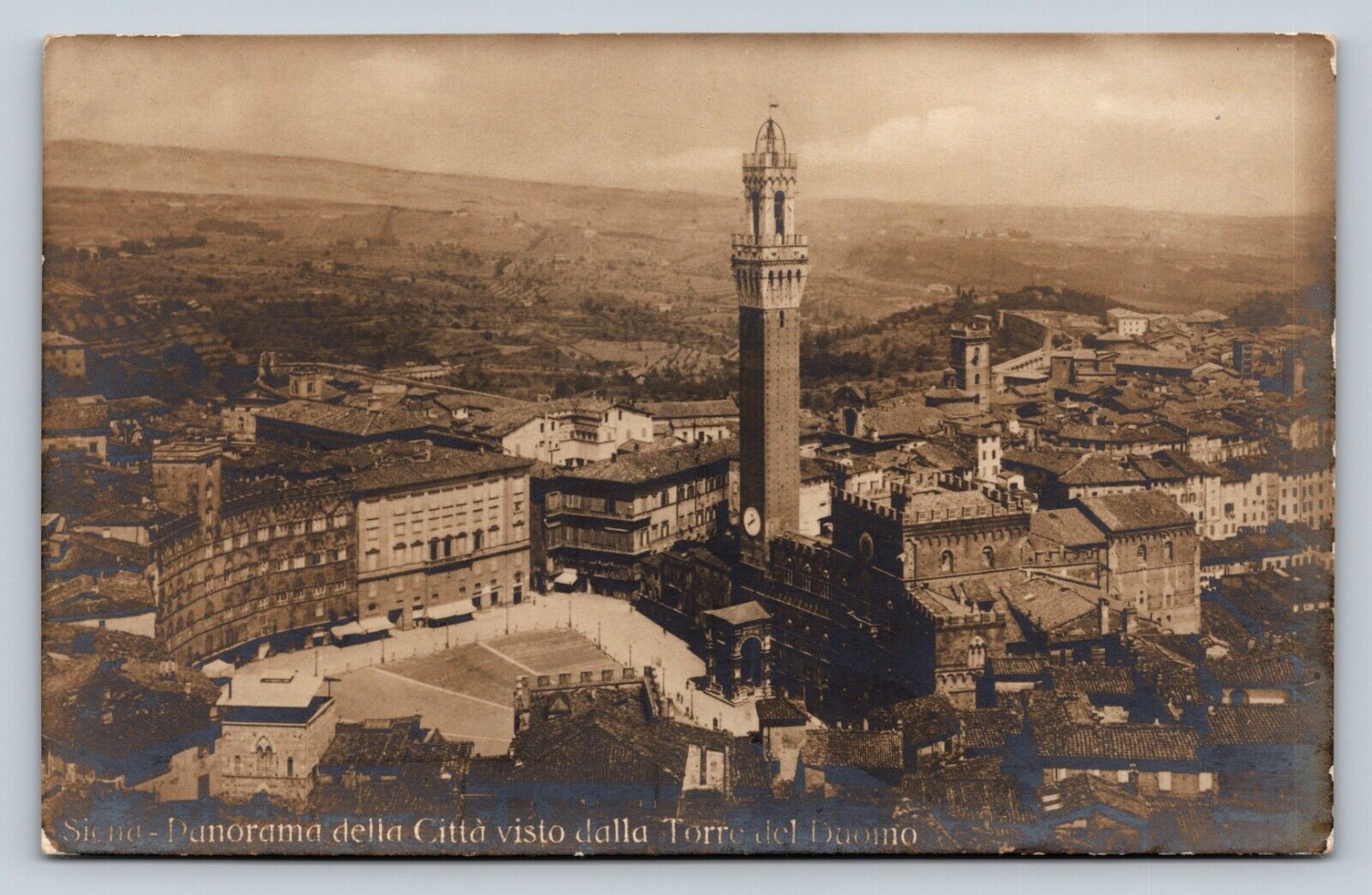 RPPC SIENA ITALY From Above, Tower of Duomo VINTAGE Postcard