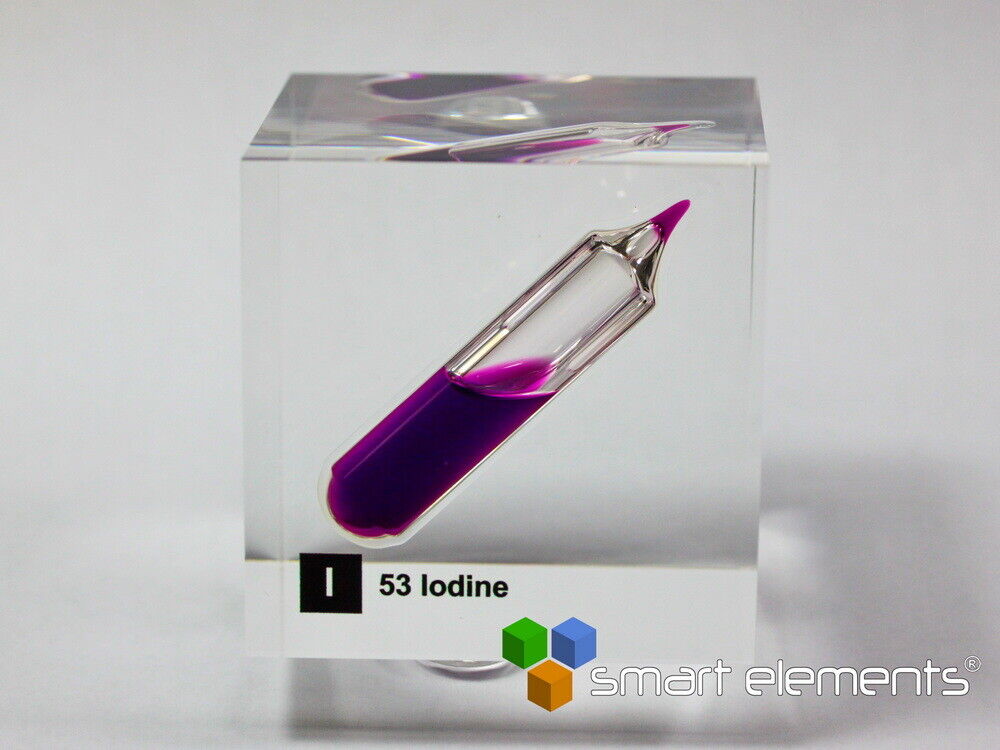 Acrylic Element-cube - Iodine I (in NMP)- 50mm