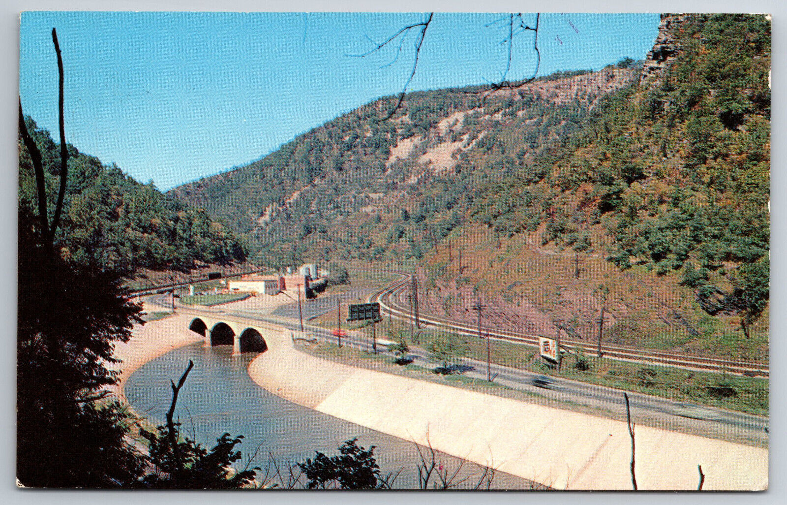 Vintage Postcard MD The Narrows Allegheny Mountains Railroad Tracks -13026
