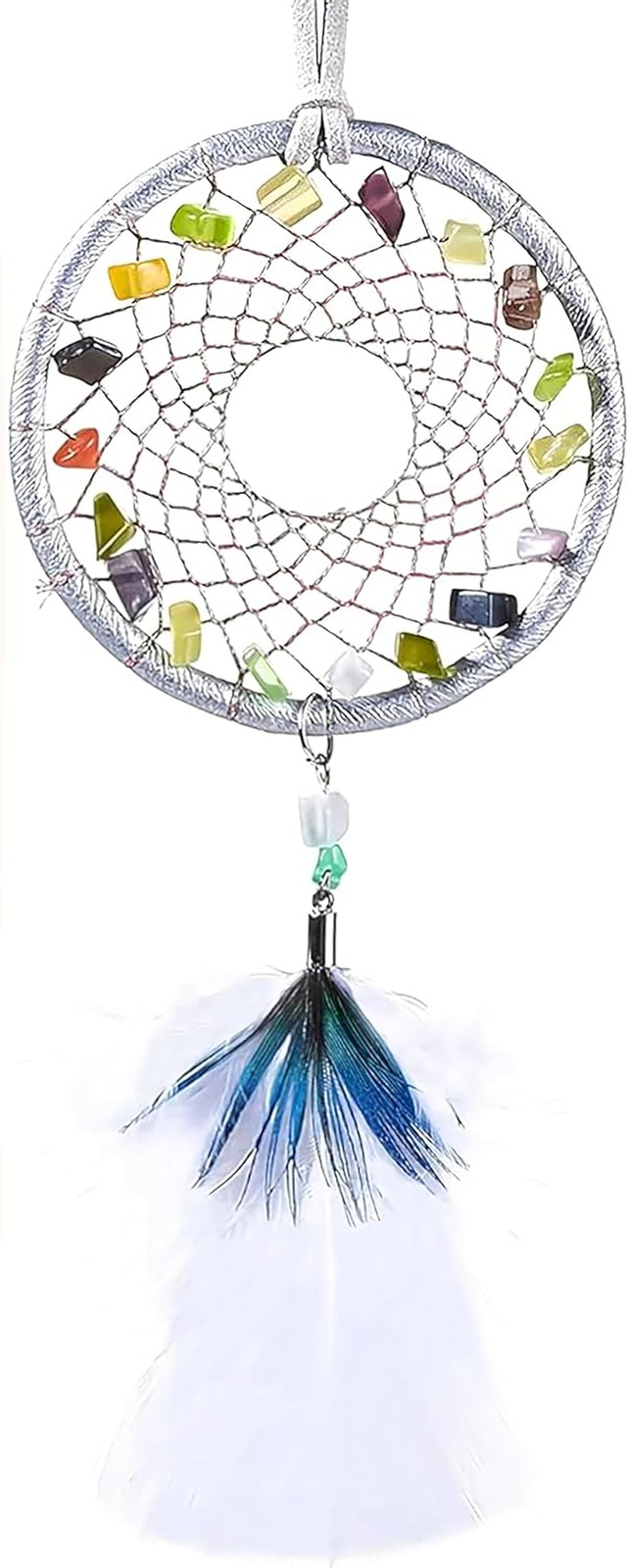 Ice Blue Dream Catchers - Turkey Feather and Peacock Feather, Opal Healing Cryst