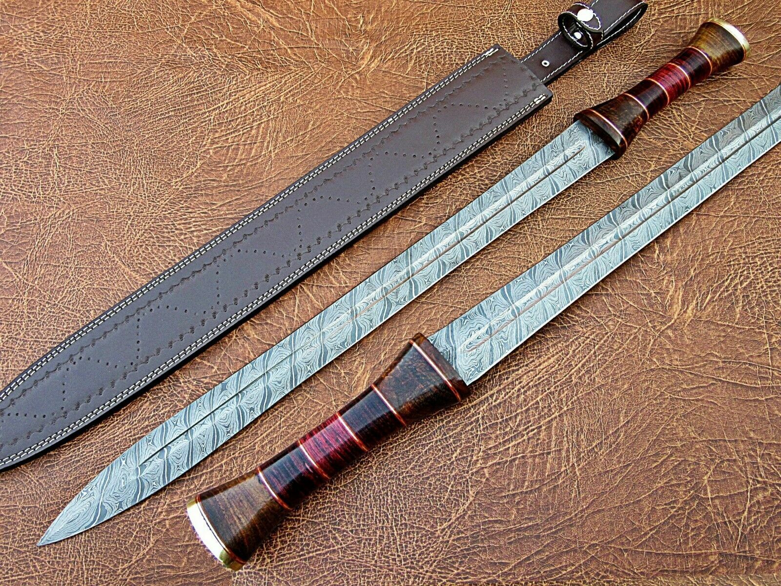 Custom made Beautiful Knife king's Damascus Steel dual edge Sword 