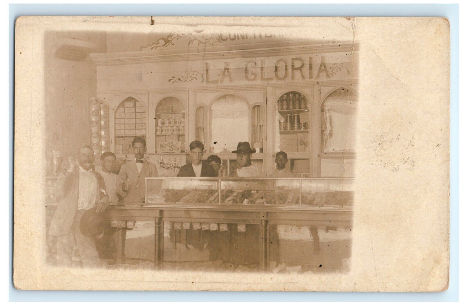 Early La Gloria Confectionary Soda Shop Cuba Real Photo RPPC Postcard (FA15)