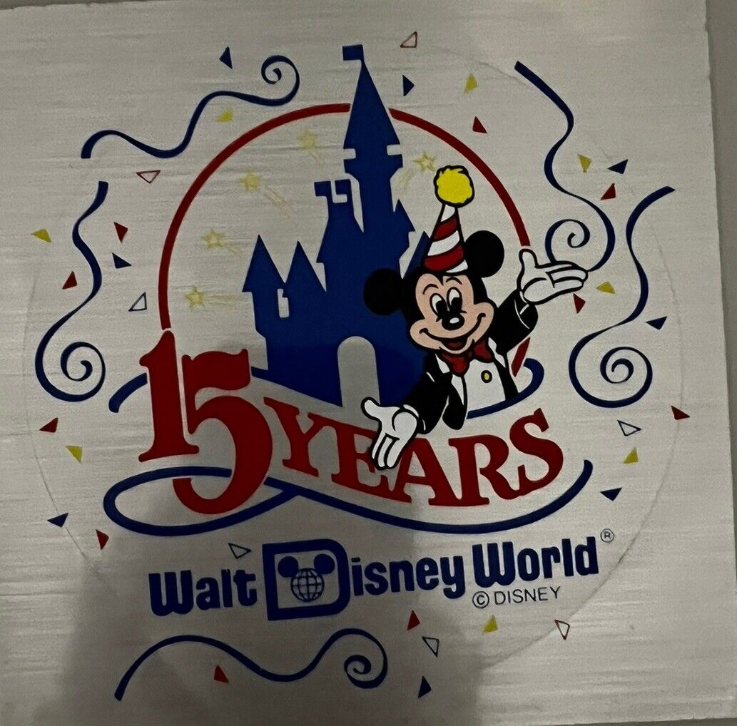 Vintage Walt Disney World 15 Years Sticker Chrome/ Shiny Metallic New Condition