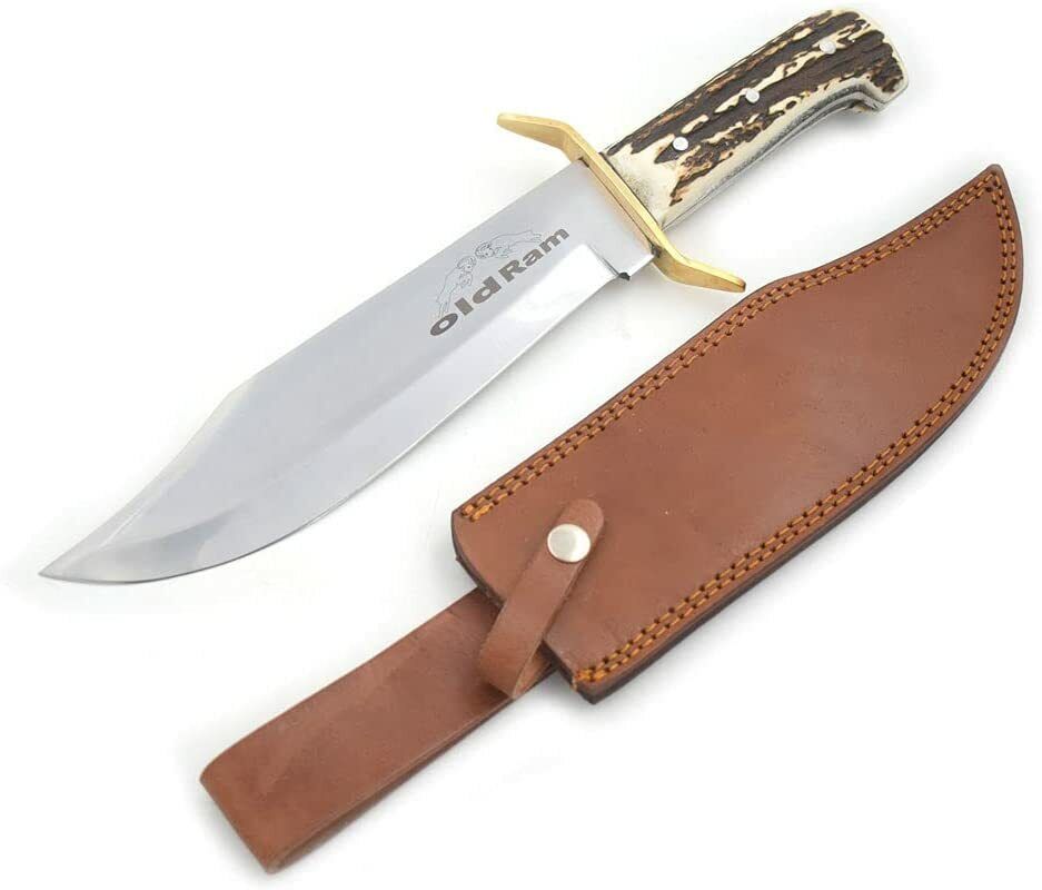 Old Ram Handmade Full Tang J2 Steel Fully Functional Stag Handle Bowie Knife