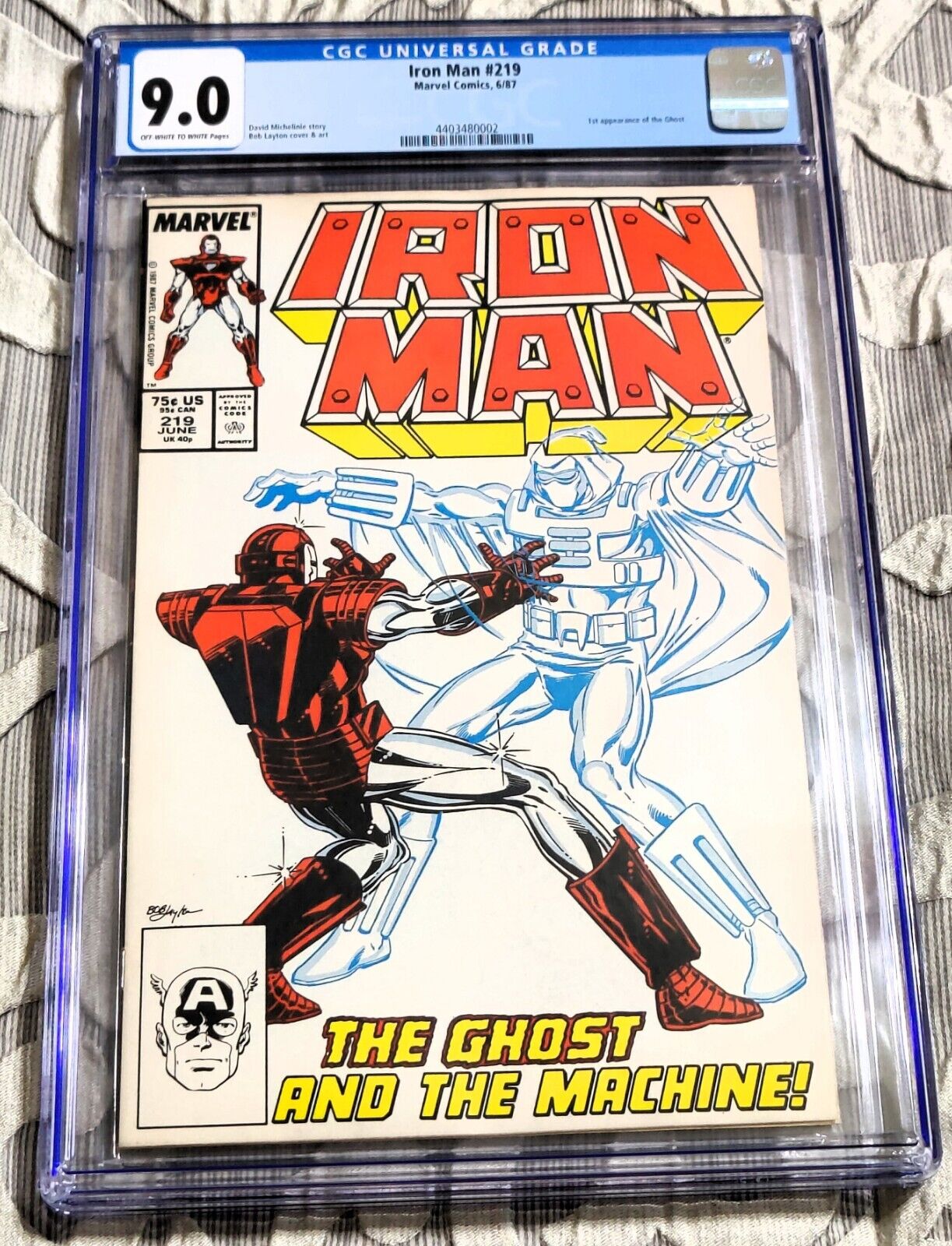 Iron Man #219 - 1st appearance of Ghost - CGC 9.0