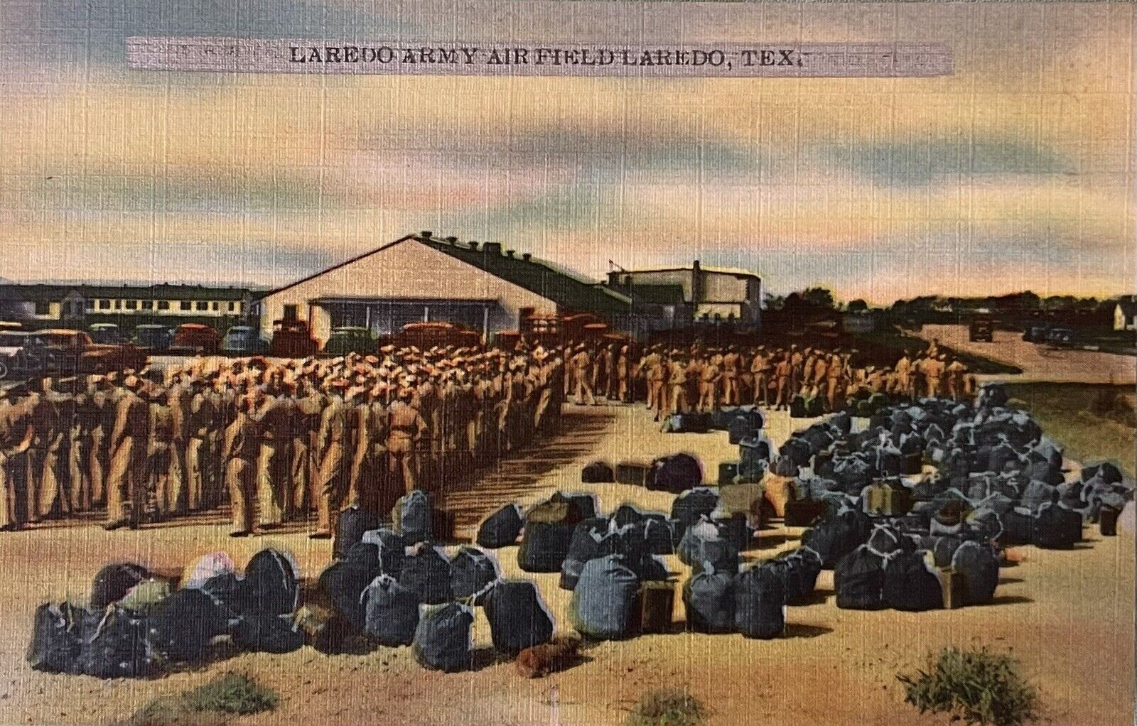 Laredo Army Field, Laredo, TX~Vintage Linen Postcard. Q106