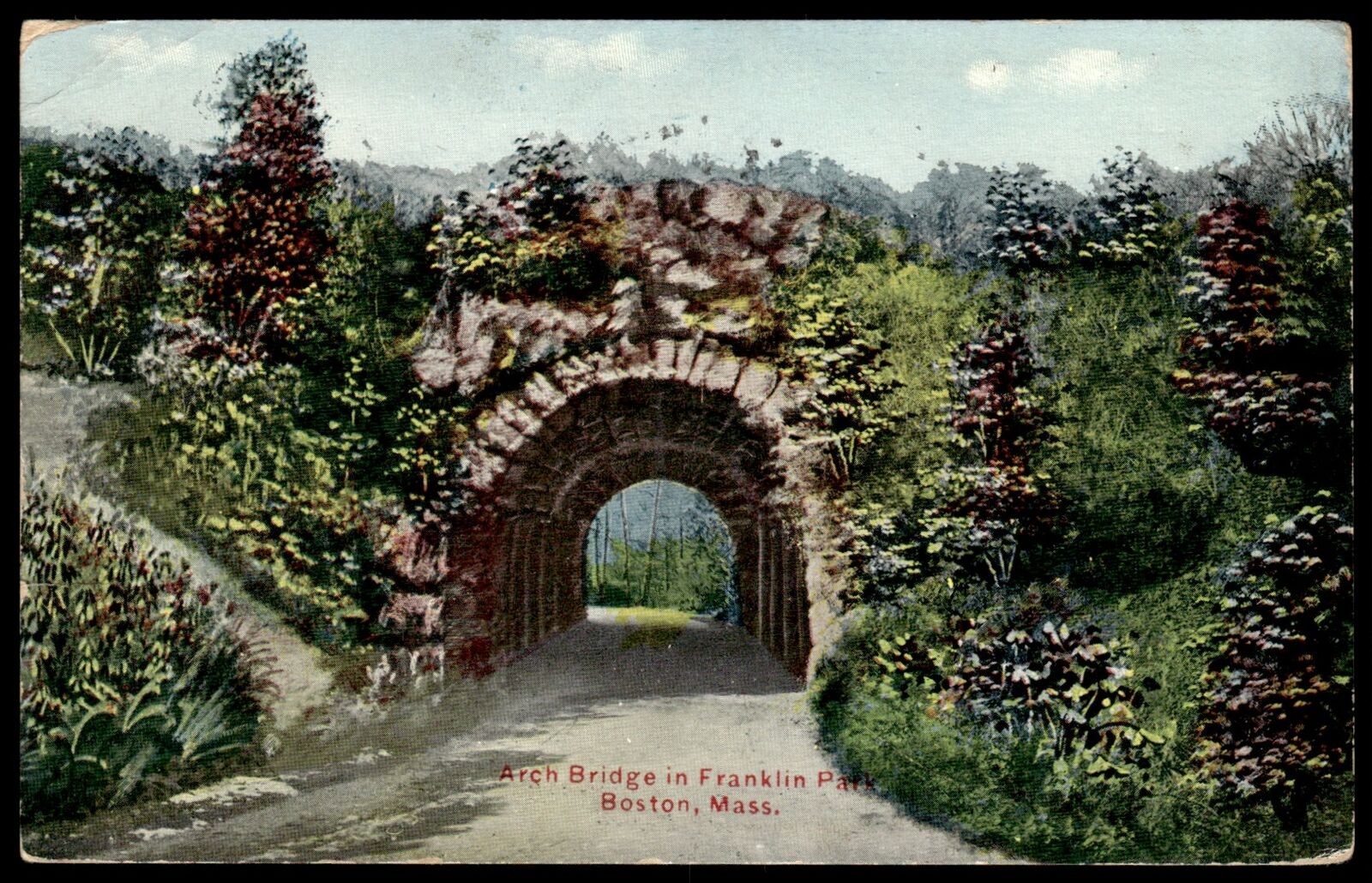 1911 Postard Boston Massachussetes MA Arch Brige In Franklin Park Postcard #1