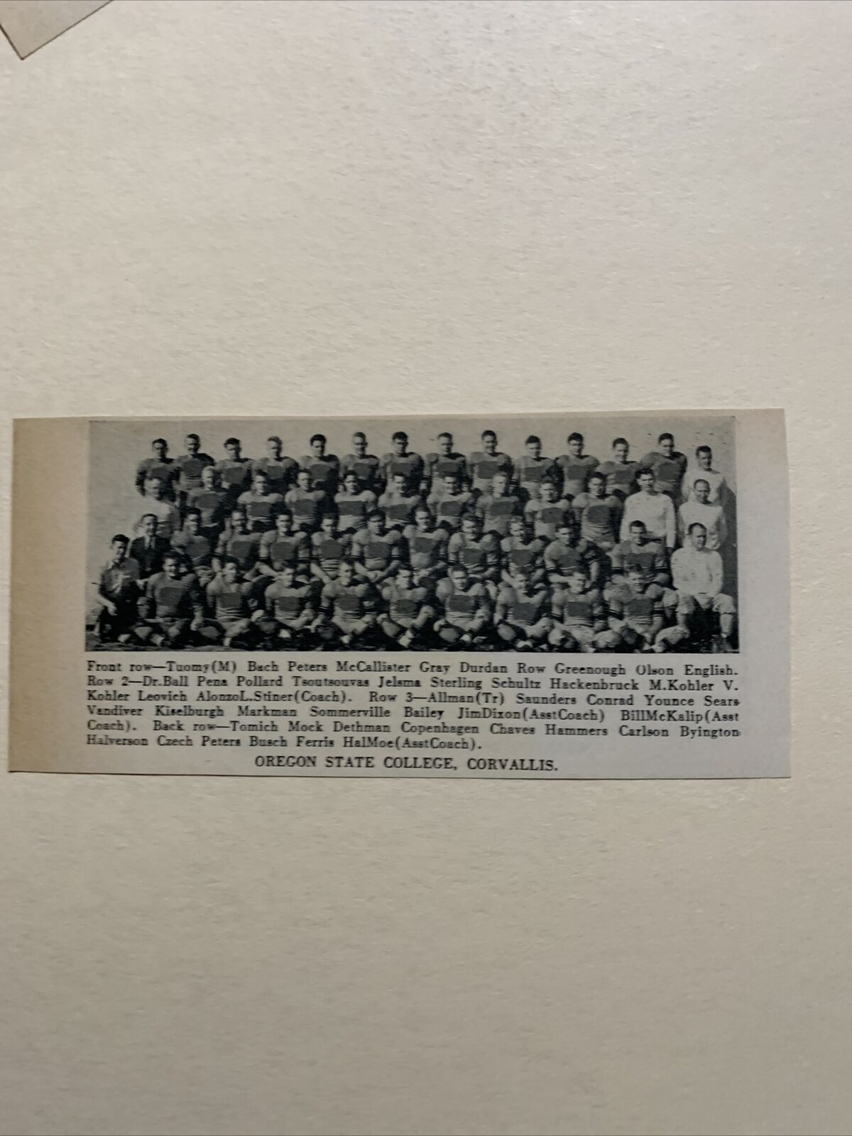 Oregon State Beavers & UCLA Bruins 1929 Football Team Picture