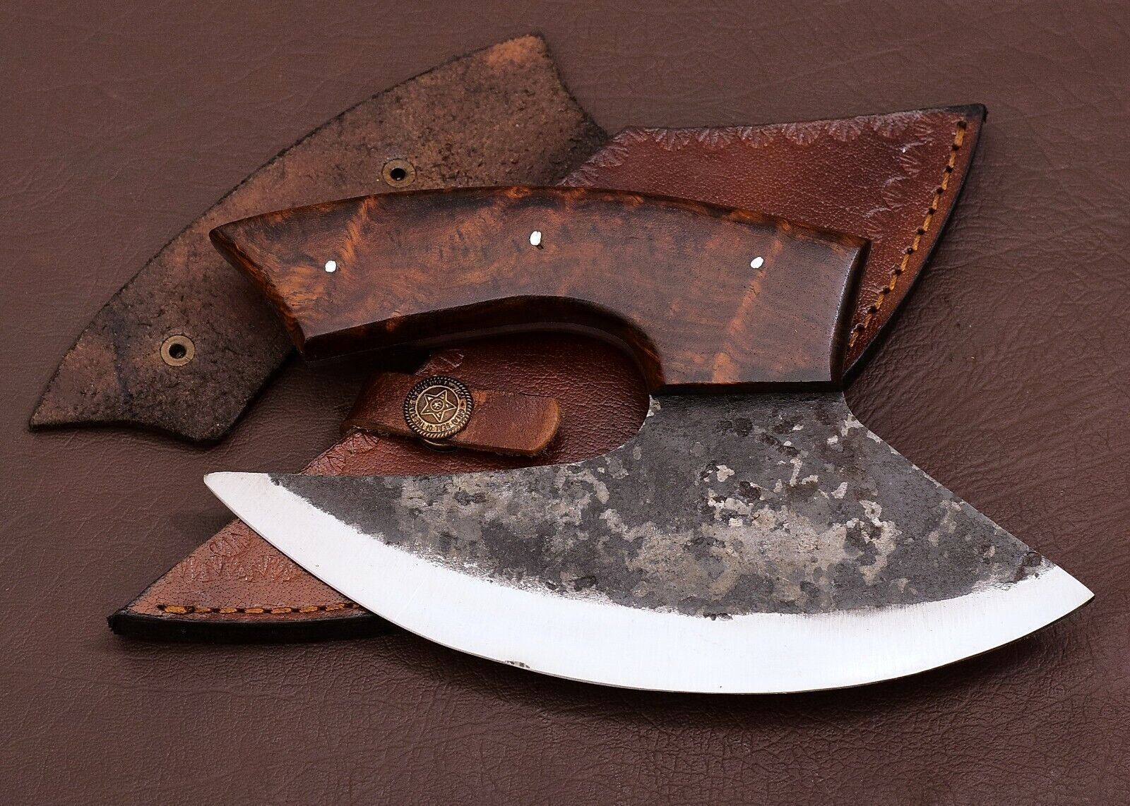 SHARD ®™ Custom Hand Forged Carbon Steel ALASKAN ULU Hunting Knife With Sheath