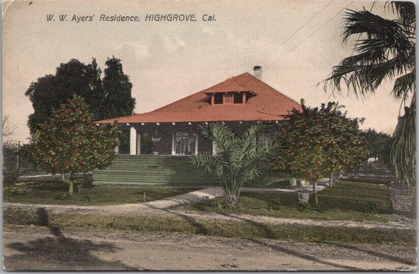 c1910s HIGHGROVE, California Hand-Colored Postcard \