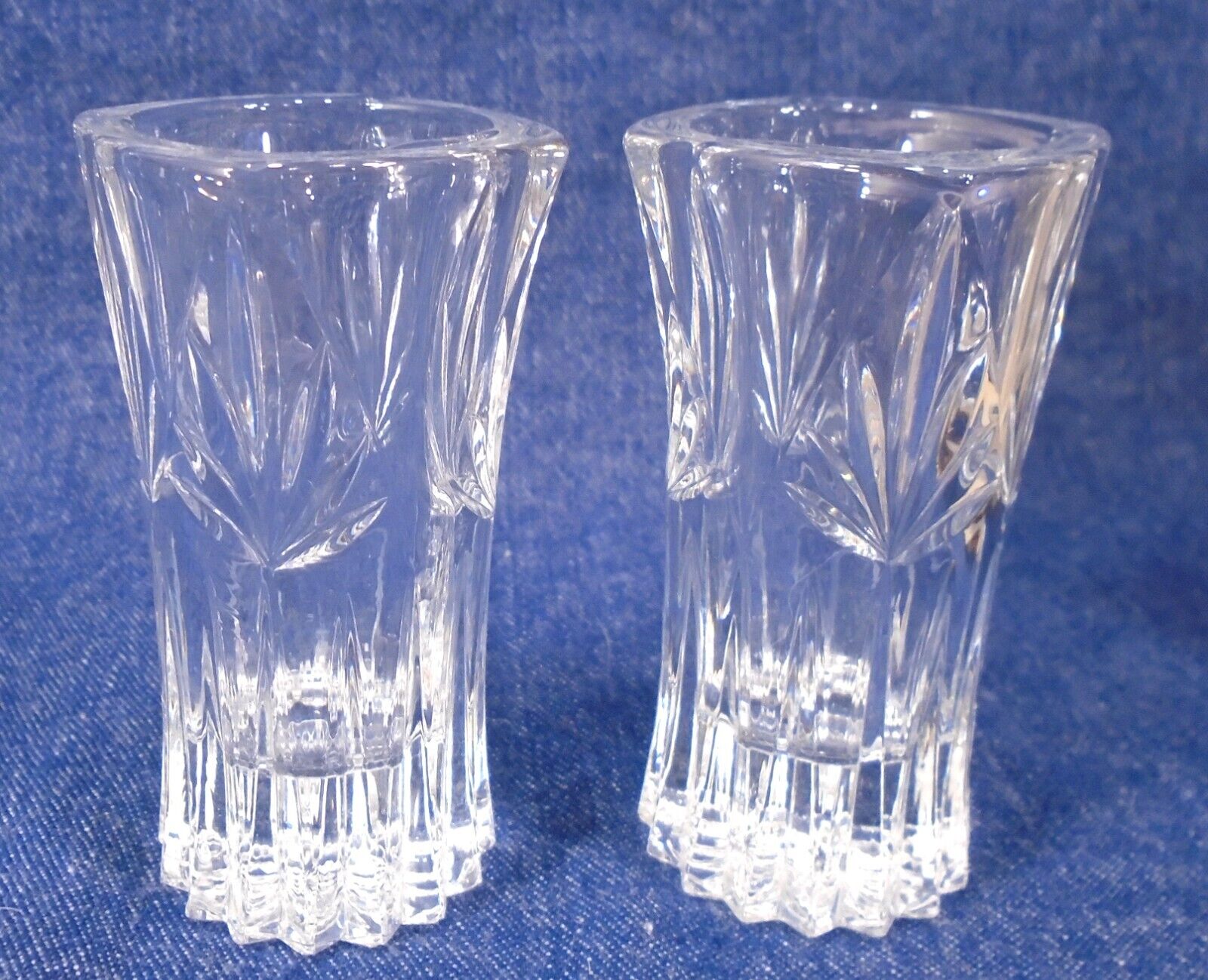2 Vintage Princess House Lead Crystal #948 Miniature Vases Toothpick Holders 3\