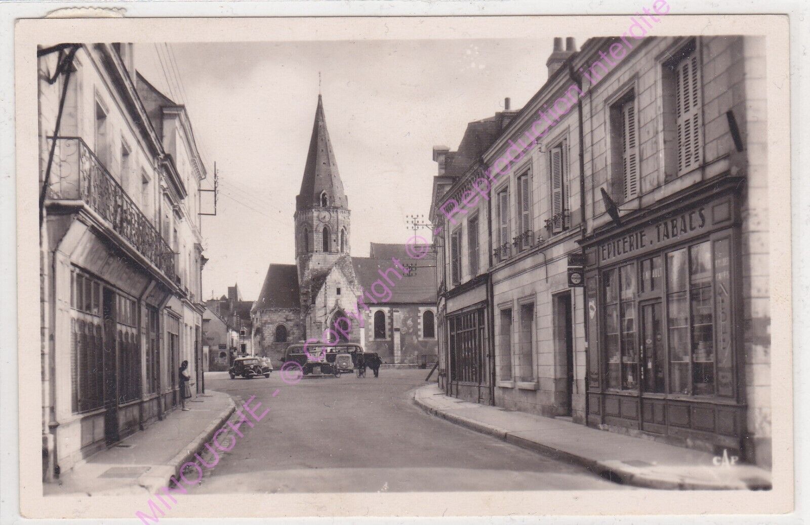 CPM 37150 BLERE Church Rue du Pont Grocery Shop Tobacco Edt C.A.P. ca1967
