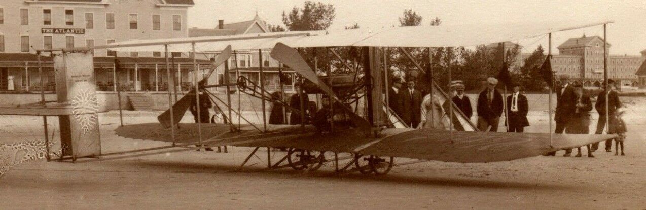 Burgess Wright Aeroplane airplane - Atlantic Hotel - 1911 era RPPC SD1