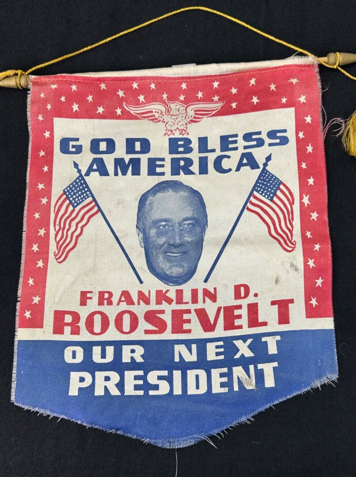 Vintage President Franklin D. Roosevelt Small Campaign Banner
