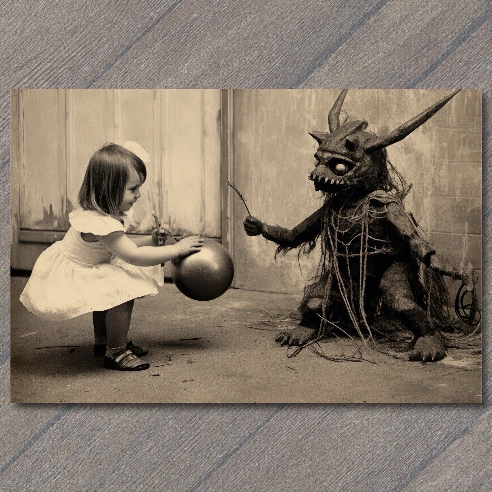 POSTCARD Weird Child Scary Vintage Halloween Monster Cult Unusual Unreal