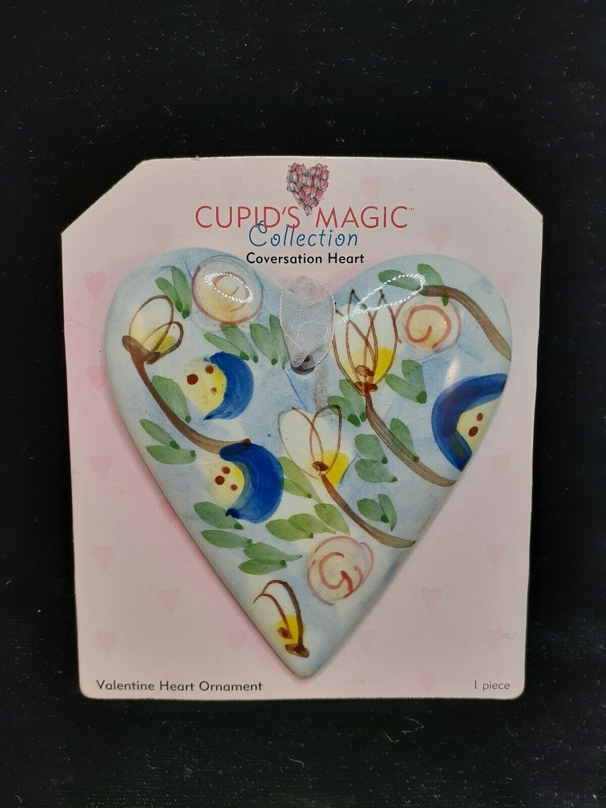 Valentine\'s Day Ceramic Heart Ornament by Cupid\'s Magic NEW