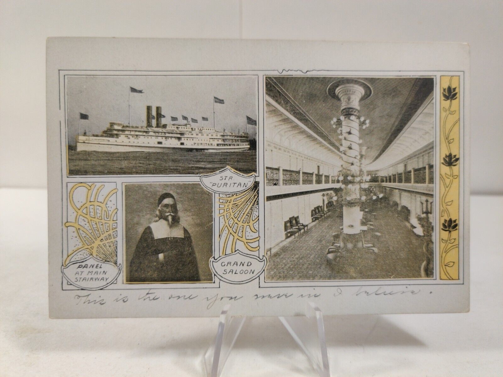 1905 STR S.S. PURITAN GREAT LAKES STEAMSHIP EARLY UNDIVIDED BACK POSTCARD 