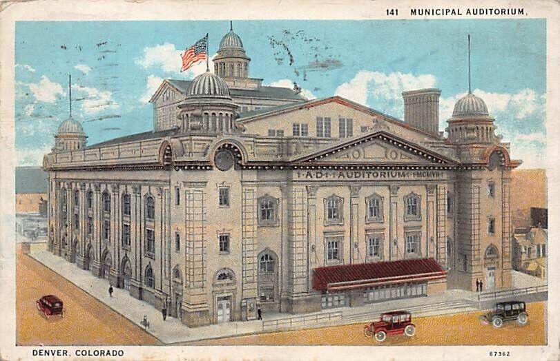 Postcard AR: Municipal Auditorium, Denver, Colorado, Vintage WB Posted 1931