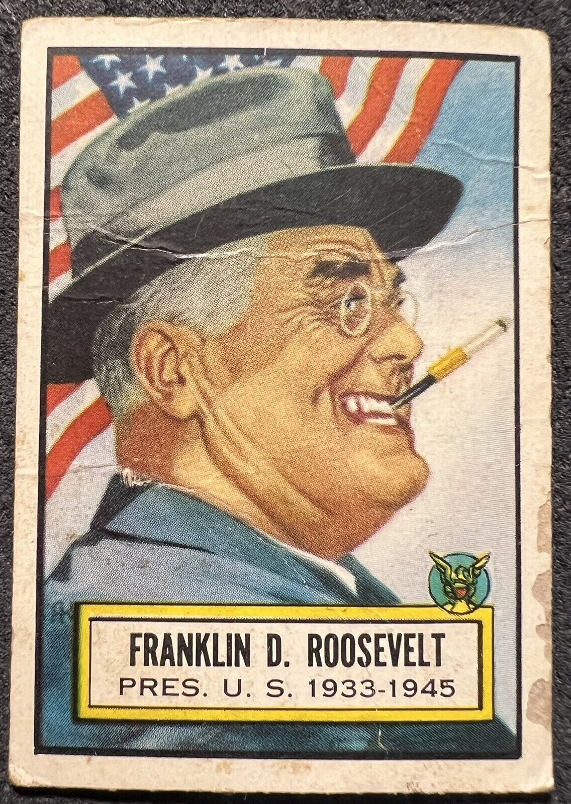 1952 TOPPS LOOK \'n SEE FRANKLIN D ROOSEVELT #1 LOW GRADE CREASES